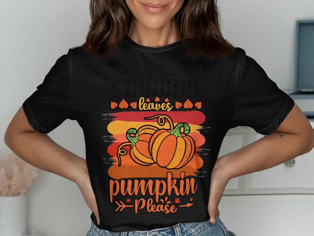 Autumn Leaves Pumpkin Please Shirt, Fall Season Graphic Tee, Halloween Pumpkin Print, Cozy Autumn Outfit, Thanksgiving Apparel