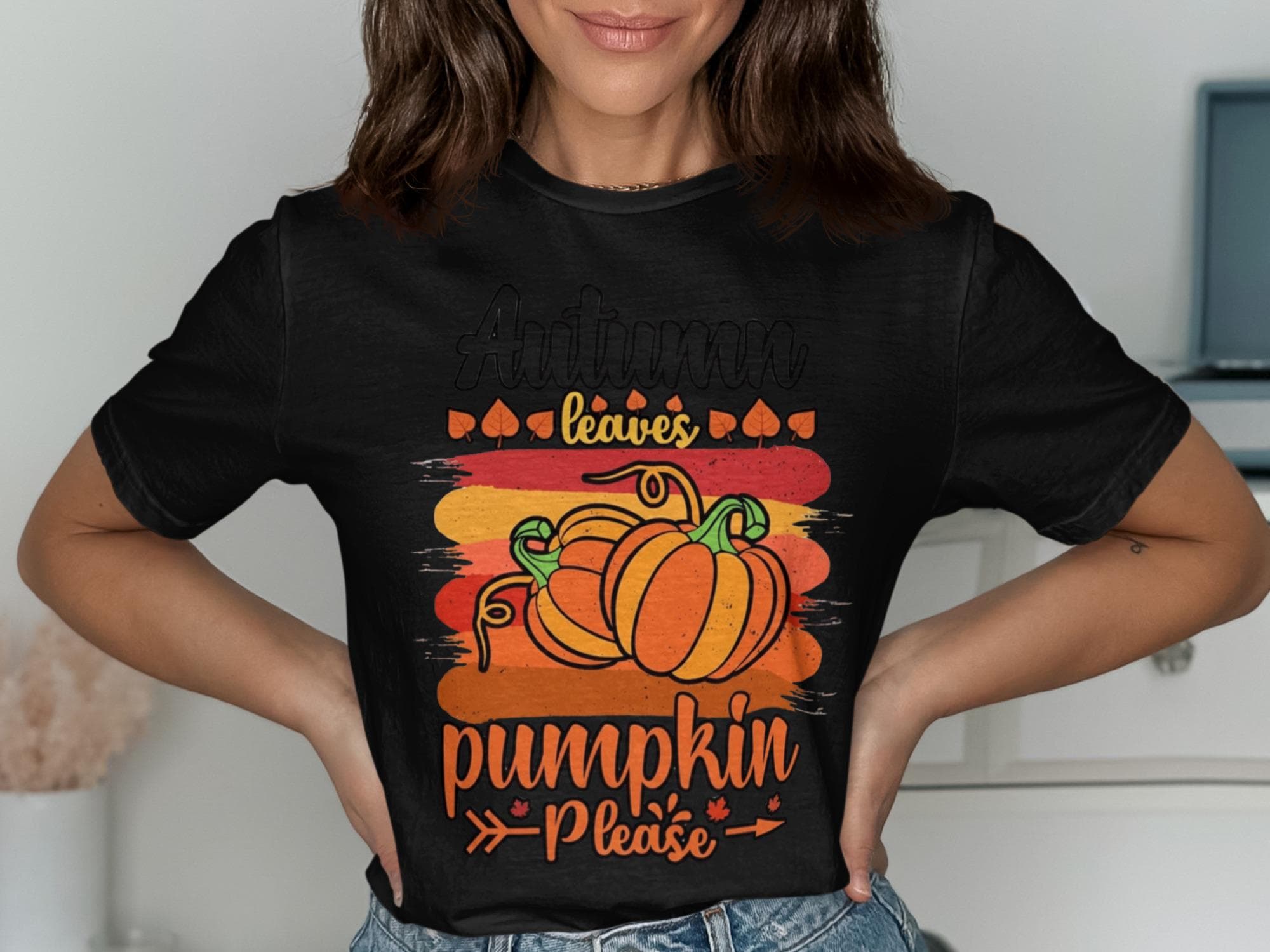 Autumn Leaves Pumpkin Please Shirt, Fall Season Graphic Tee, Halloween Pumpkin Print, Cozy Autumn Outfit, Thanksgiving Apparel