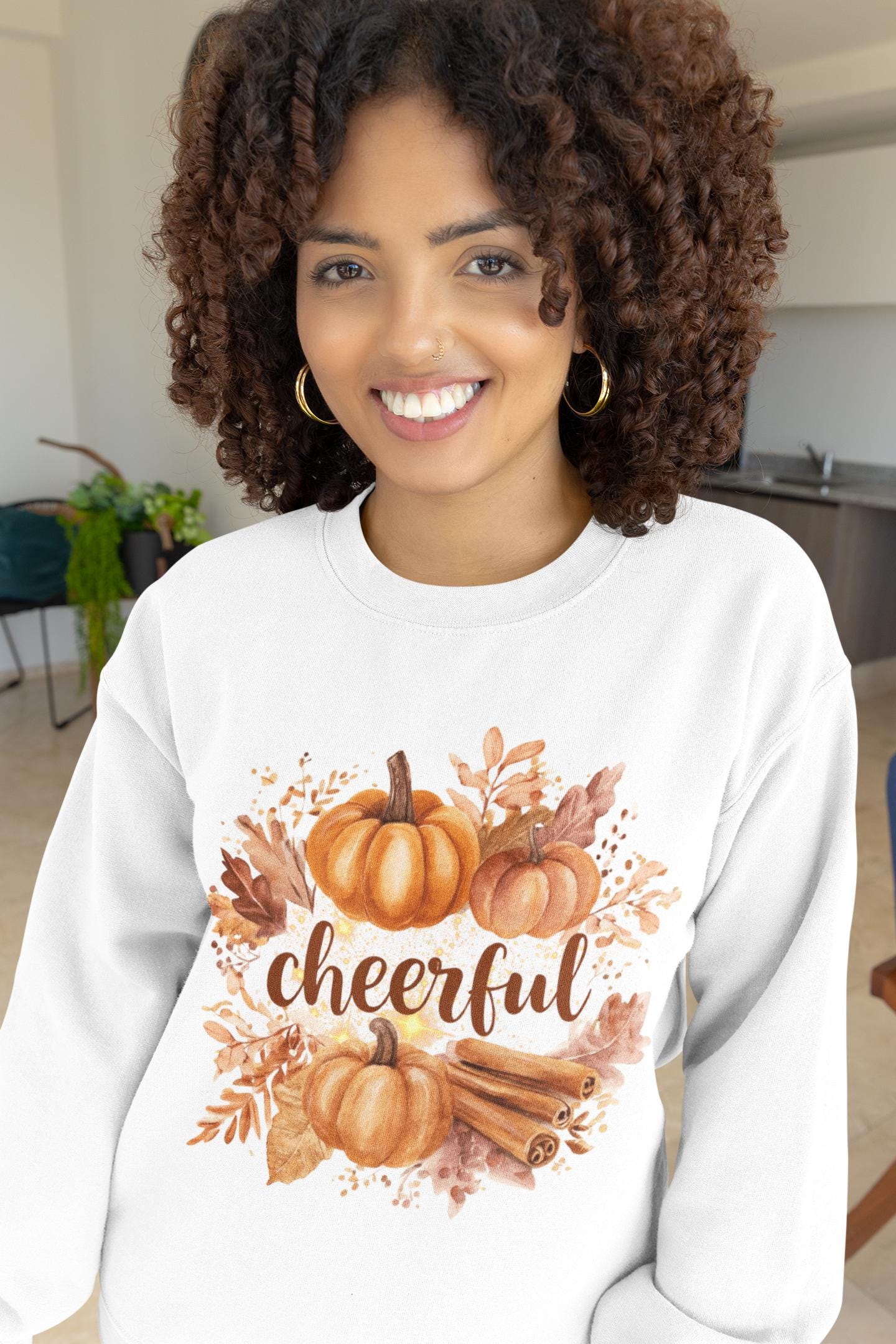 Watercolor Pumpkin Sweatshirt: Cheerful Autumn Apparel