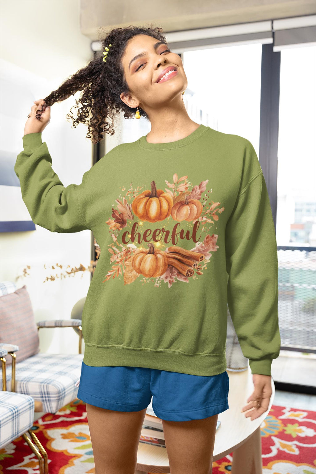 Watercolor Pumpkin Sweatshirt: Cheerful Autumn Apparel