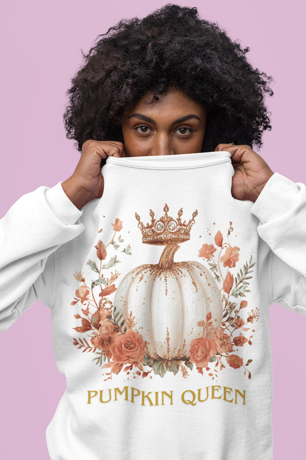 Pumpkin Queen T-Shirt: Floral Crown, Autumn Thanksgiving Apparel
