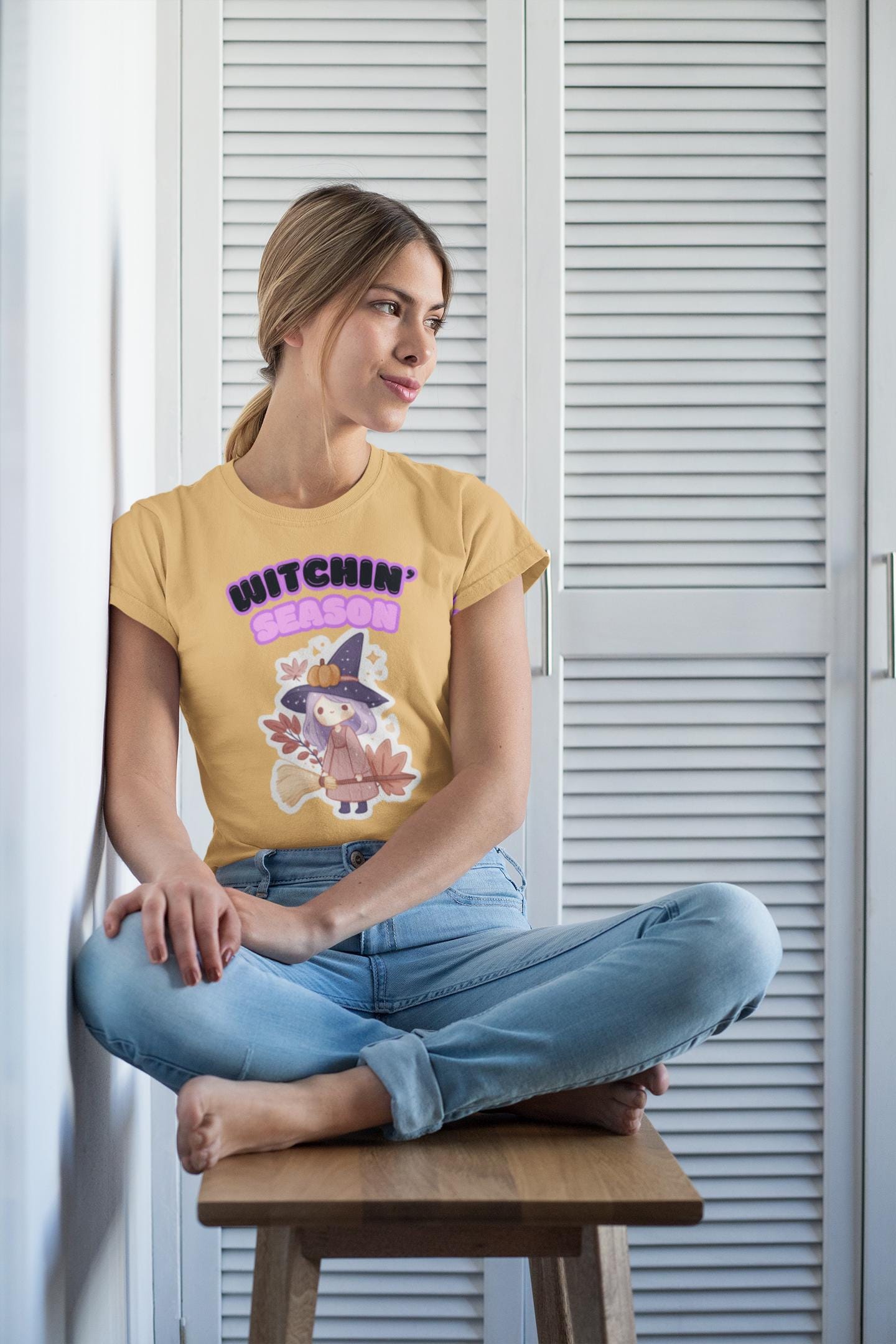 Kawaii Witch Sweatshirt: Witchin' Season, Spooky Halloween