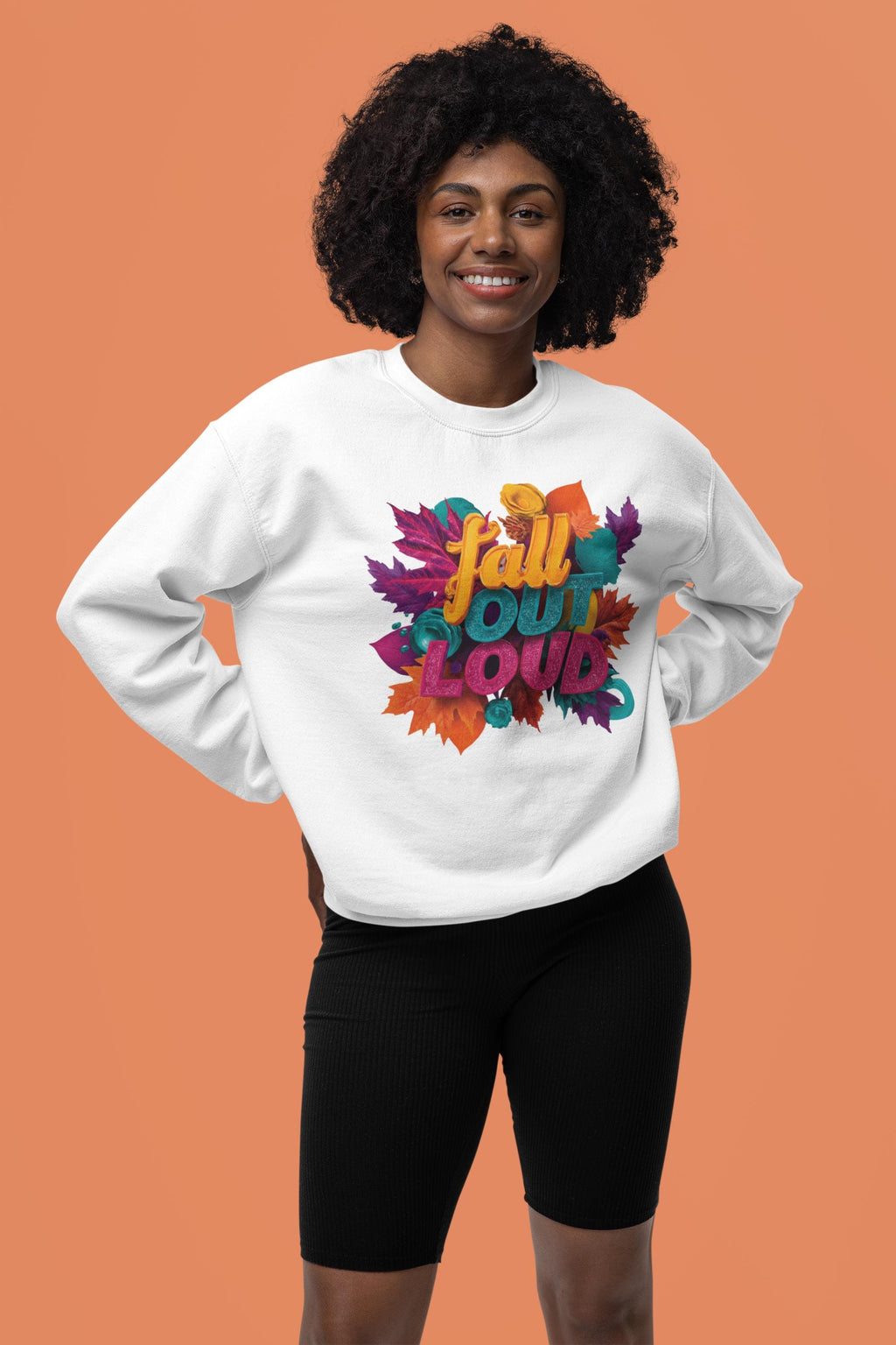 Fall Out Loud Sweatshirt, Colorful Autumn Leaves Graphic