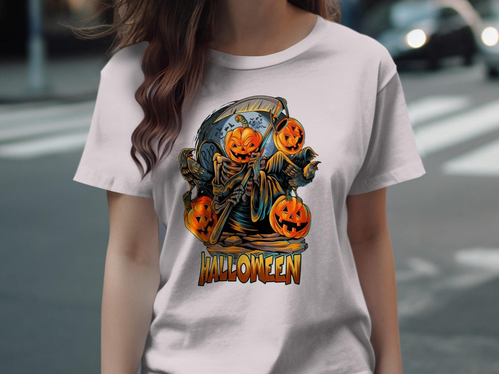 Halloween Grim Reaper T-Shirt, Spooky Pumpkin Shirt, Halloween Party Outfit, Fall Festival Tee, Cute Halloween Graphic Tee