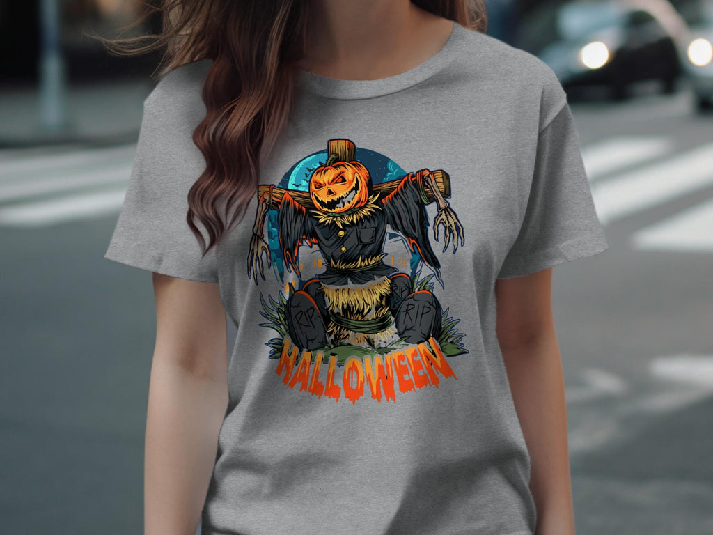 Halloween Scarecrow T Shirt, Spooky Pumpkin Graphic Tee, Scary Halloween Shirt, Horror Theme Tshirt, Halloween Costume Top