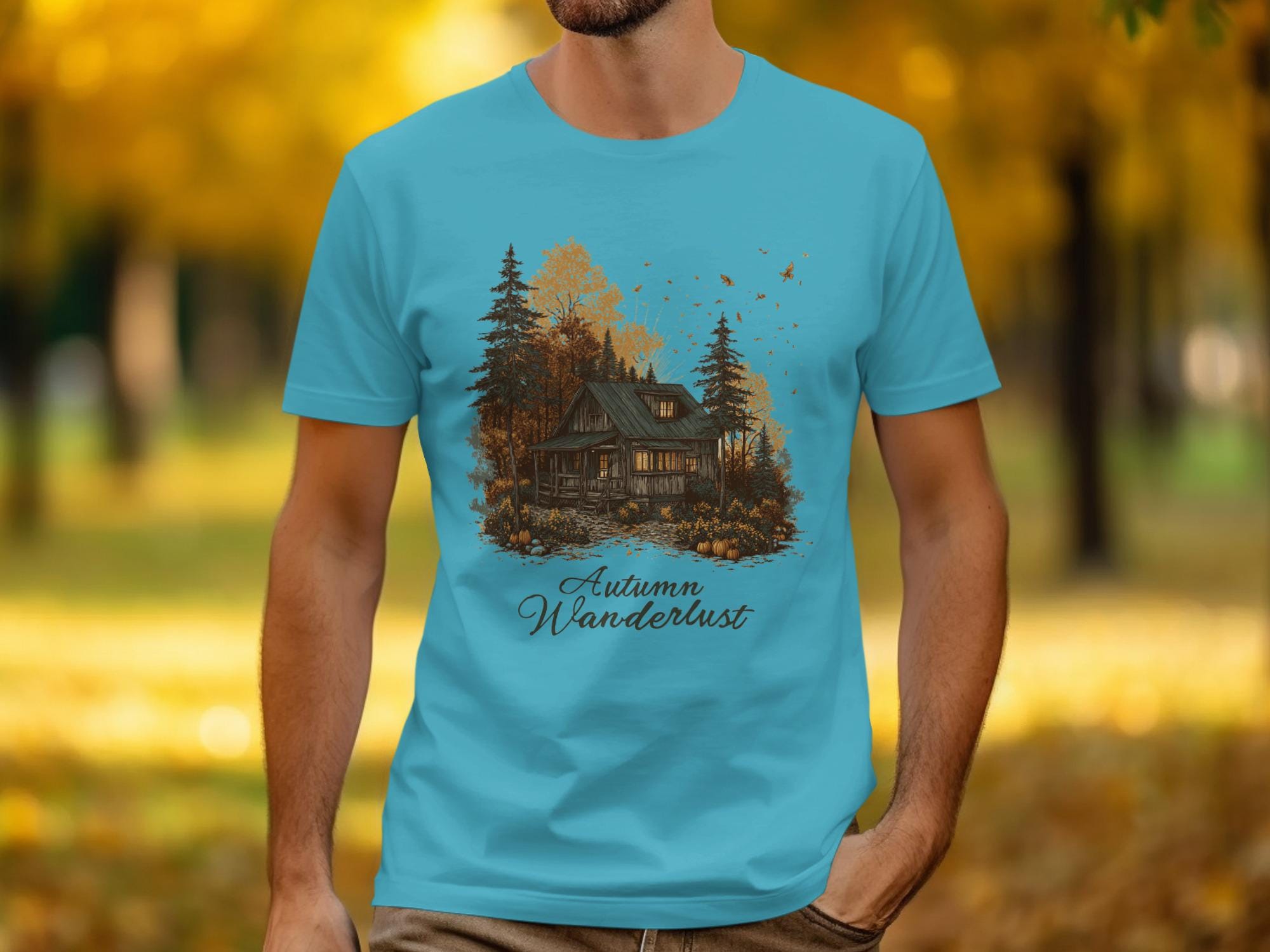 Autumn Wanderlust Shirt, Fall Season Tee, Cozy Cabin Graphic, Rustic Autumn T-Shirt, Forest Adventure Clothing, Seasonal Apparel