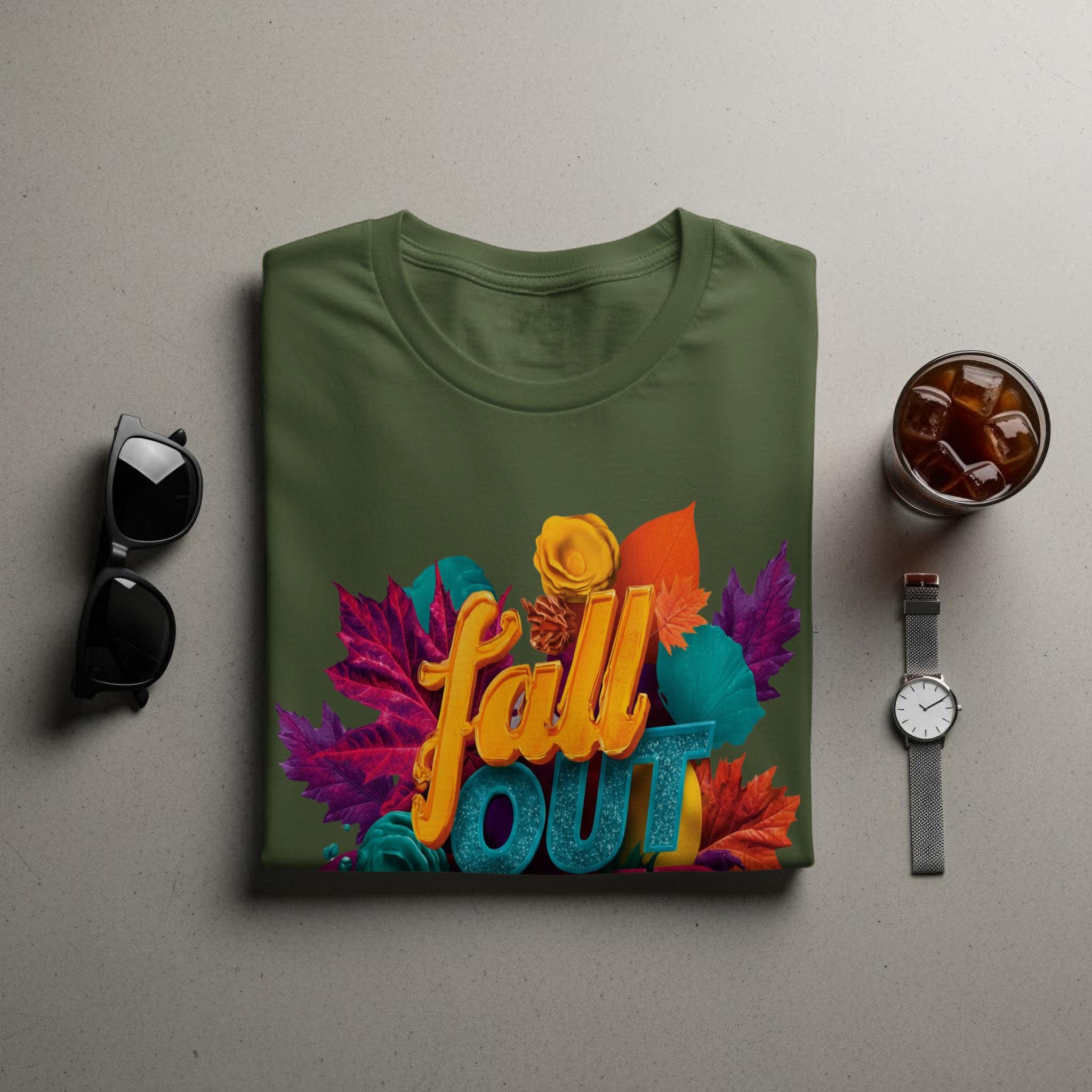 Fall Out Graphic Tee, Vibrant Autumn Leaves Shirt, Unisex Colorful Fall T-Shirt, Casual Autumn Graphic Top, Cozy Fall Outfit