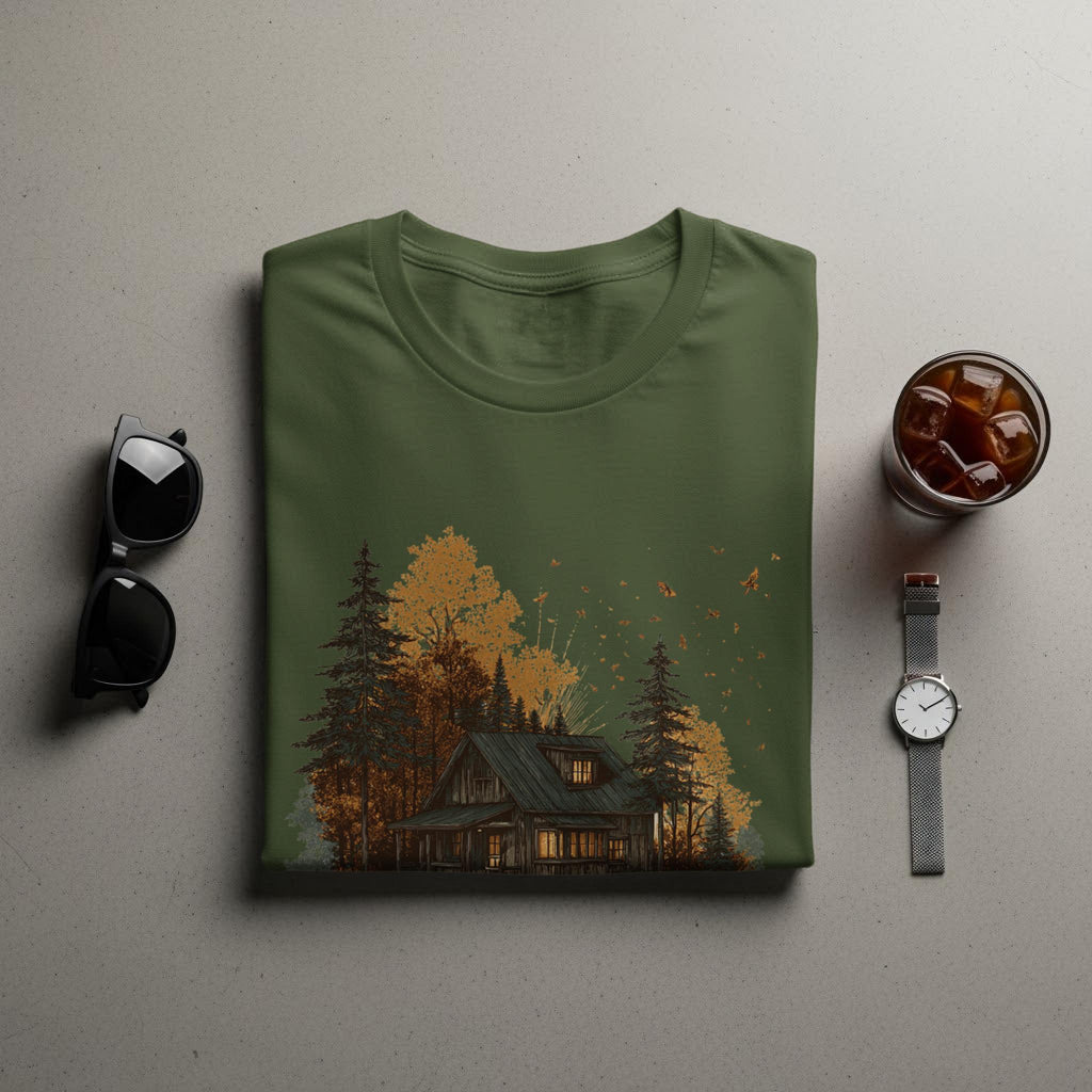 Cozy Cabin Forest T-Shirt, Nature Lover Gift, Outdoor Adventure Tee, Rustic Woodland House, Hiking Enthusiast Shirt