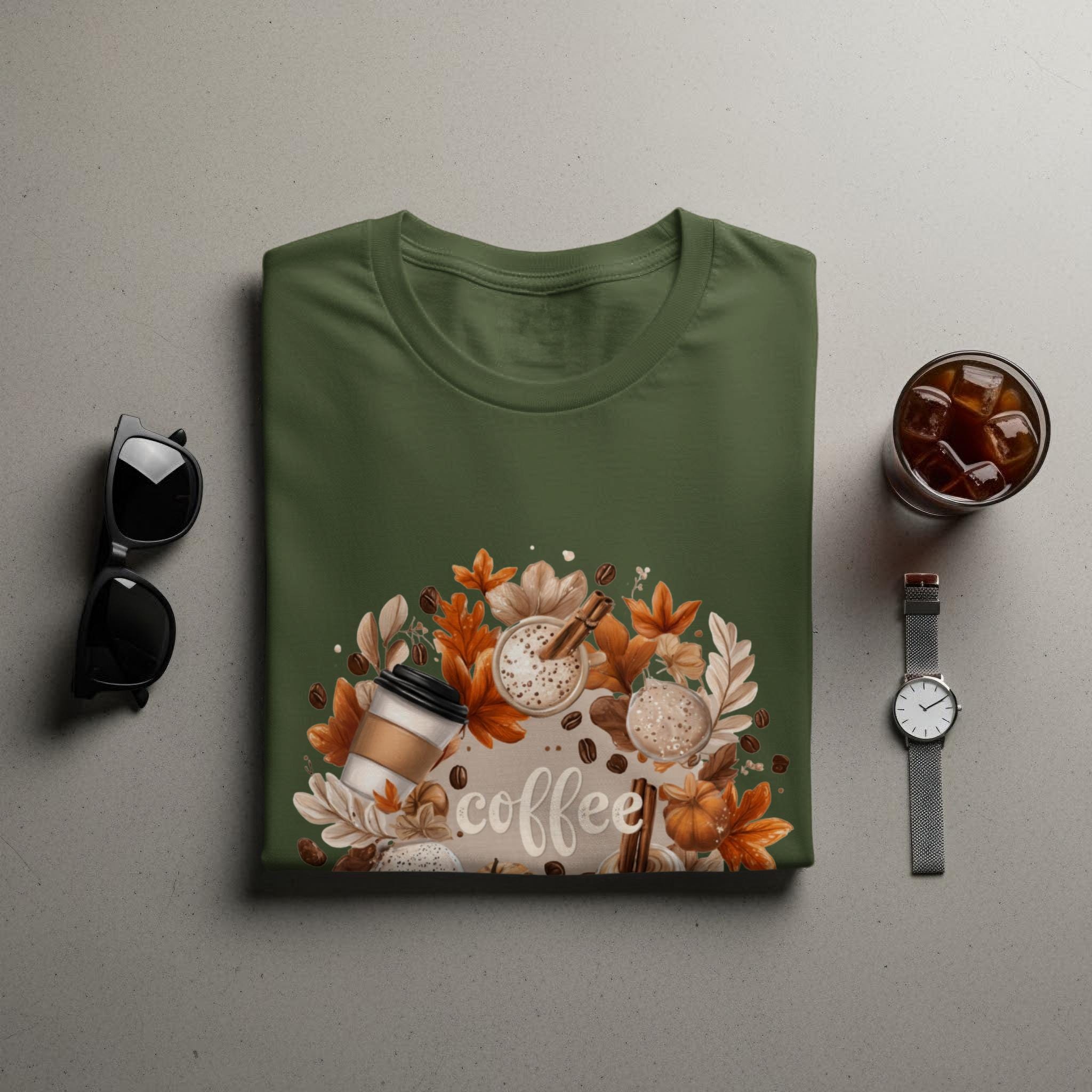 Fall Coffee Lover T Shirt, Autumn Themed Graphic Tee, Seasonal Coffee Shirt, Cozy Fall Fashion, Casual Autumn Outfit