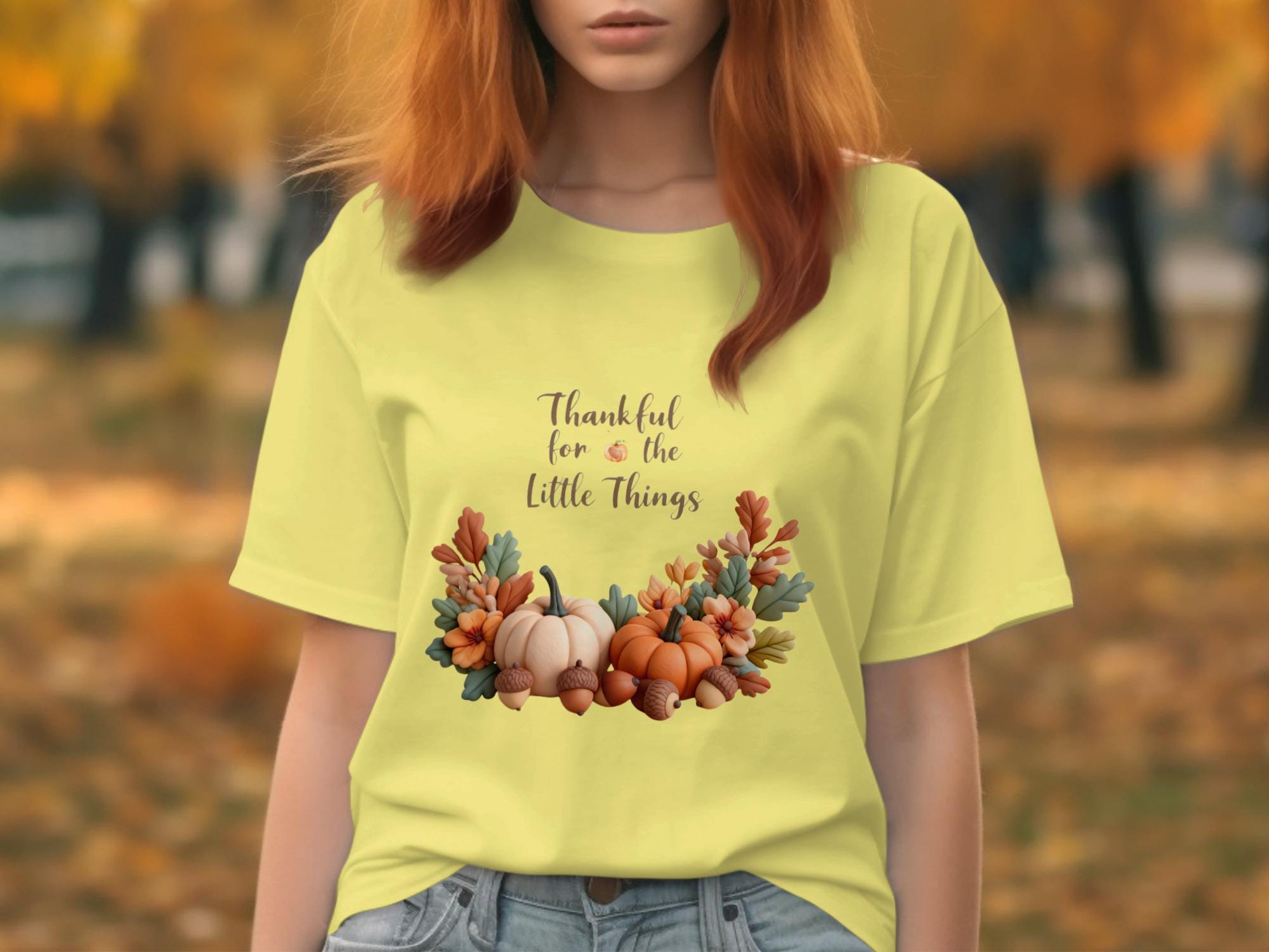 Thankful for the Little Things Fall Shirt, Autumn Pumpkin Graphic Tee, Thanksgiving Harvest T-Shirt, Seasonal Cozy Outfit