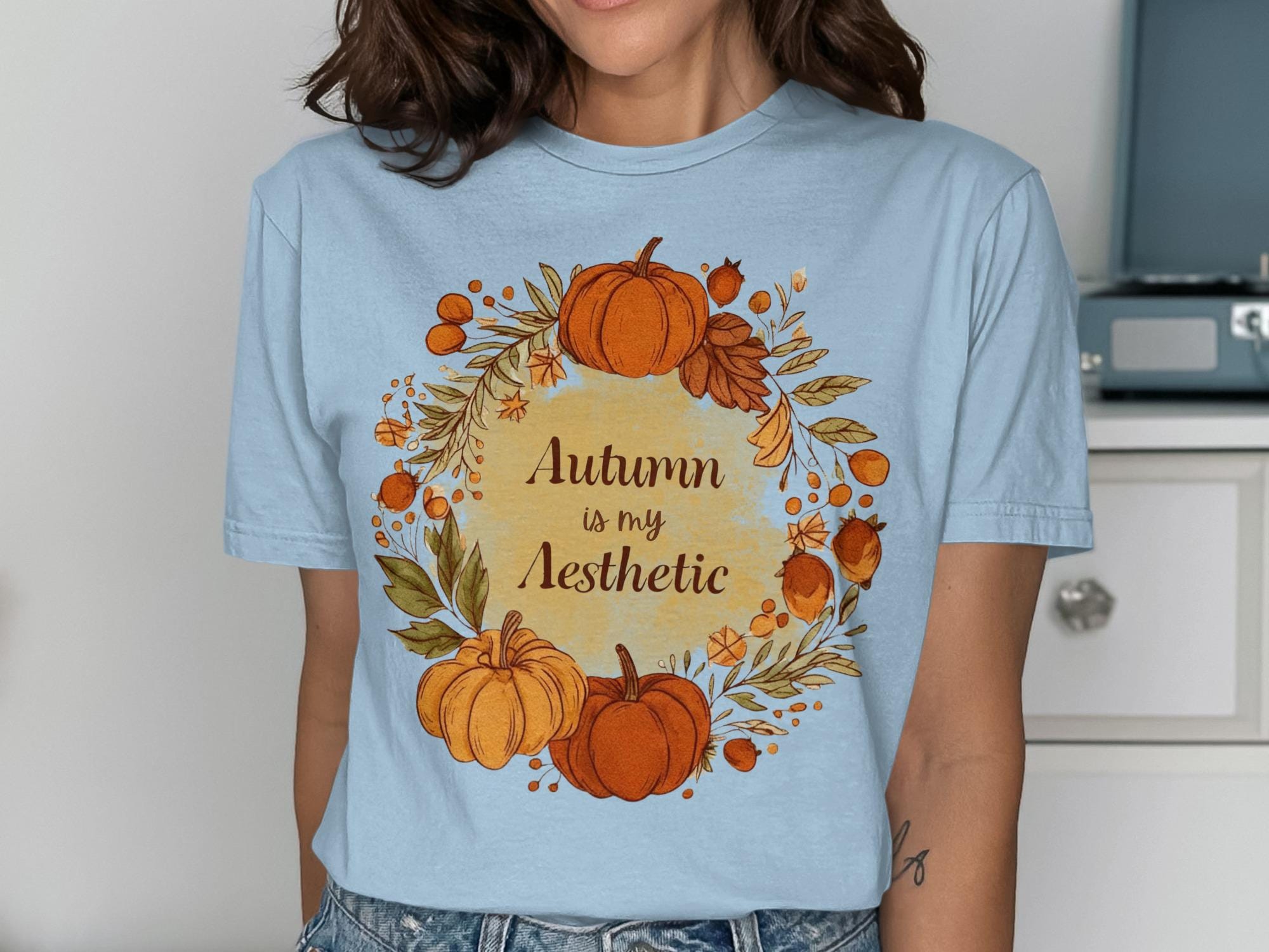Autumn Is My Aesthetic Shirt, Pumpkin Fall T-Shirt, Cute Autumn Graphic Tee, Thanksgiving Shirt, Seasonal Fall Clothing