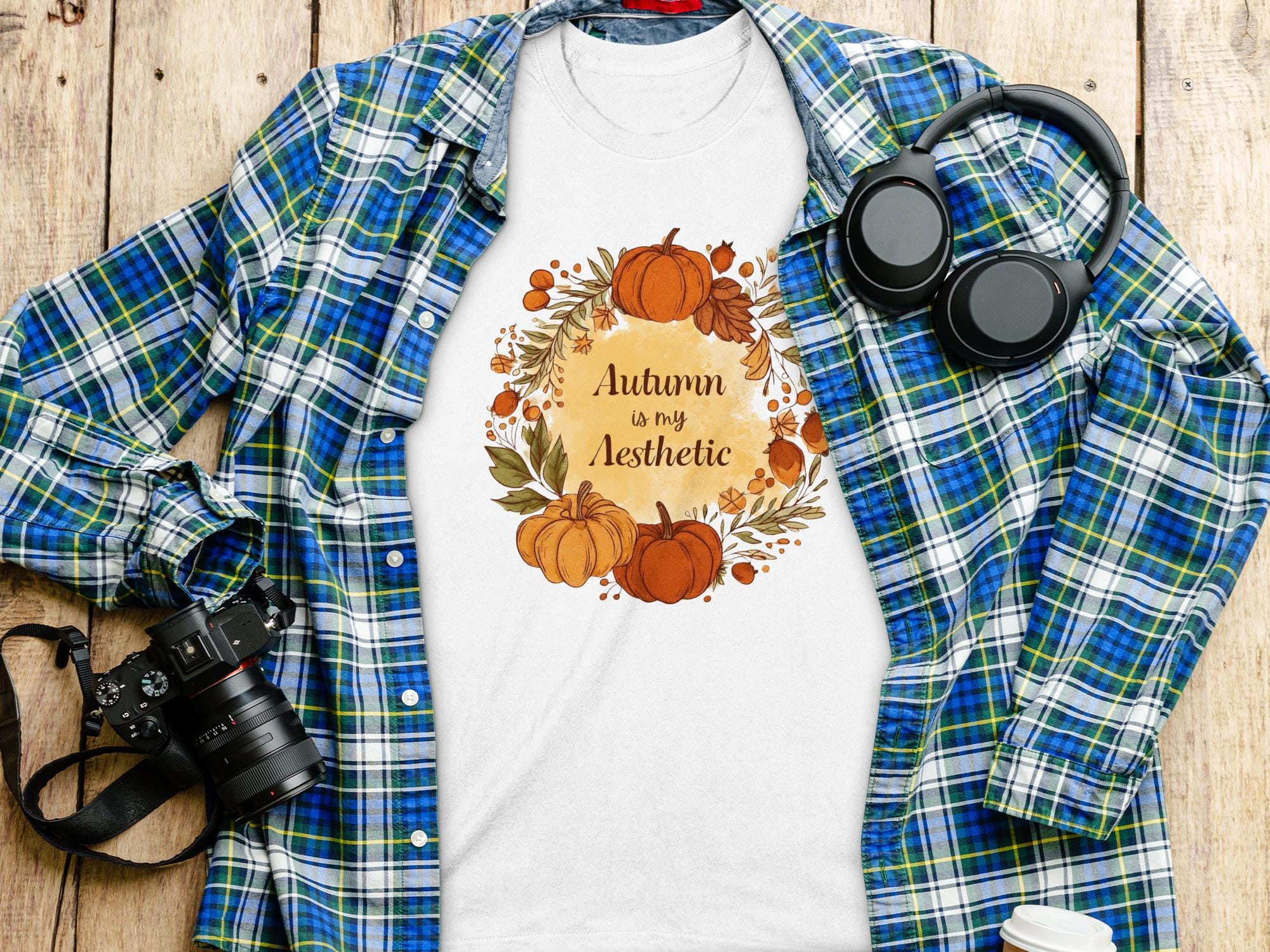 Autumn Is My Aesthetic Shirt, Fall Pumpkin Graphic Tee, Autumn Leaves Shirt, Cozy Fall Season Apparel, Thanksgiving T Shirt