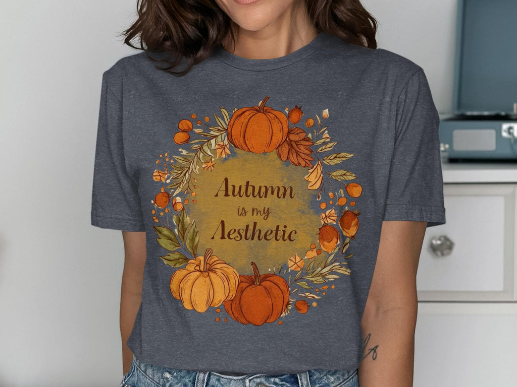 Autumn is My Aesthetic T-Shirt, Fall Pumpkin Graphic Tee, Autumn Themed Shirt, Seasonal Harvest Shirt, Cozy Fall Apparel