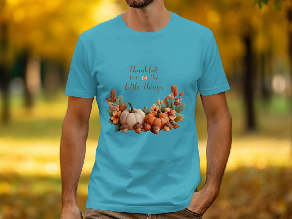 Funny Fall Thanksgiving T-Shirt, Thankful for the Little Things Tee, Autumn Pumpkin Shirt, Seasonal Harvest Top, Holiday Graphic Tee