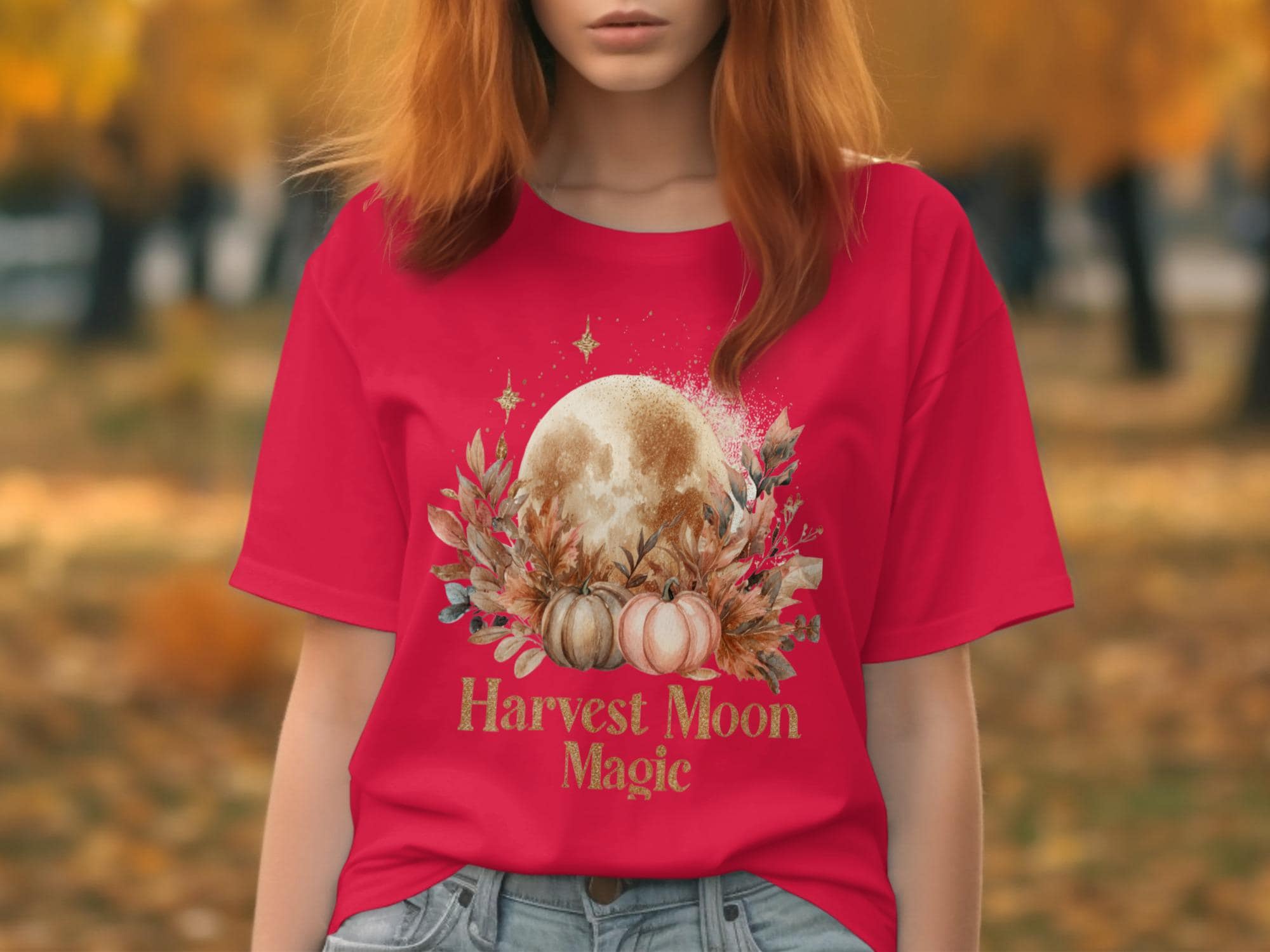 Harvest Moon Magic Shirt, Pumpkin Graphic Tee, Fall Moon Shirt, Autumn Vibes T-Shirt, Seasonal Clothing, Cute Fall Tee