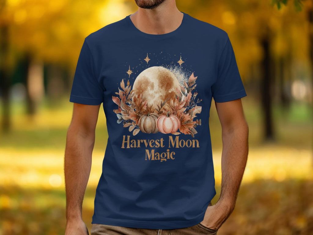 Harvest Moon Magic T-shirt, Autumn Festive Graphic Tee, Pumpkin Moon Shirt, Fall Season Apparel, Cozy Fall Clothing, Seasonal Shirt