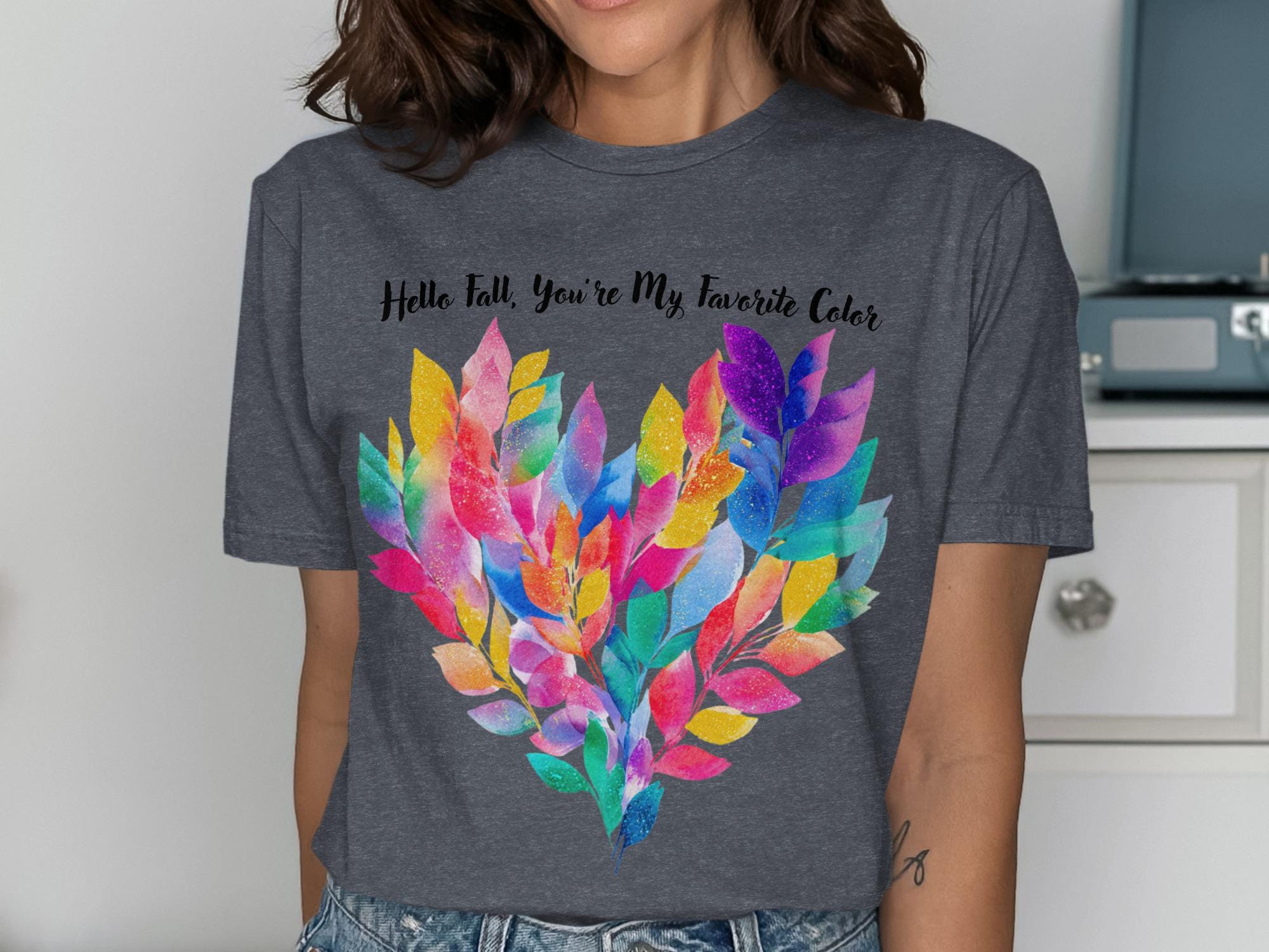 Hello Fall Shirt, You&#39;re My Favorite Color Tee, Fall Season Outfit, Colorful Leaves Top, Autumn Graphic Tee, Seasonal Shirt
