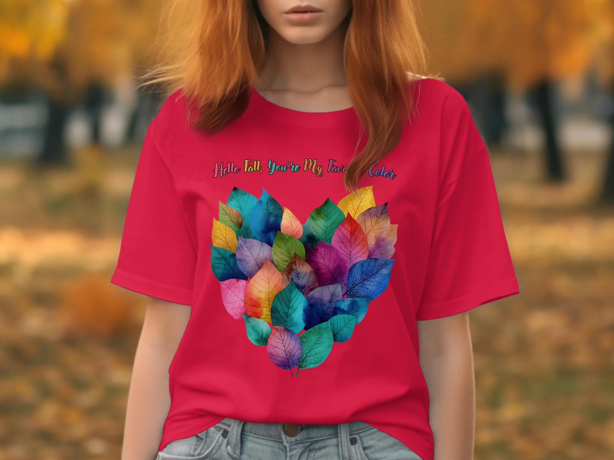 Hello Fall Shirt, Fall Leaf Shirt, Autumn T Shirt, Fall Leaves Graphic Tee, Cute Autumn Shirt, Seasonal Fall Shirt for Women