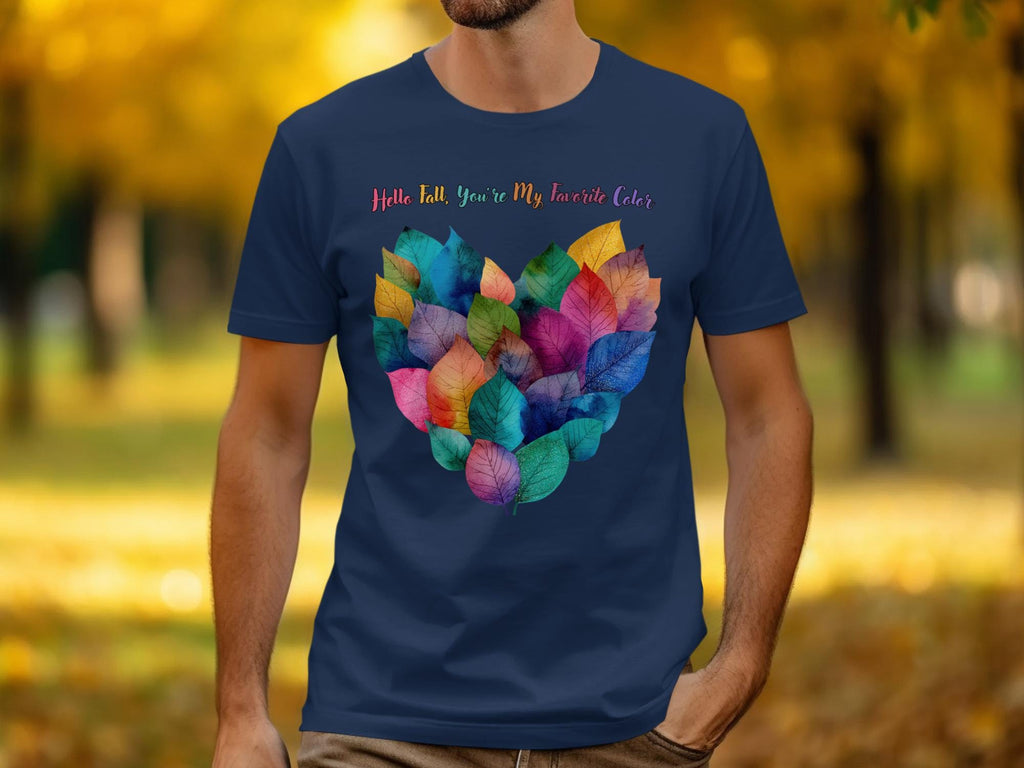 Fall Leaves T-Shirt, Colorful Autumn Shirt, Leaf Heart Design Tee, Fall Season Clothing, Hello Fall Fashion, Favorite Colors Top