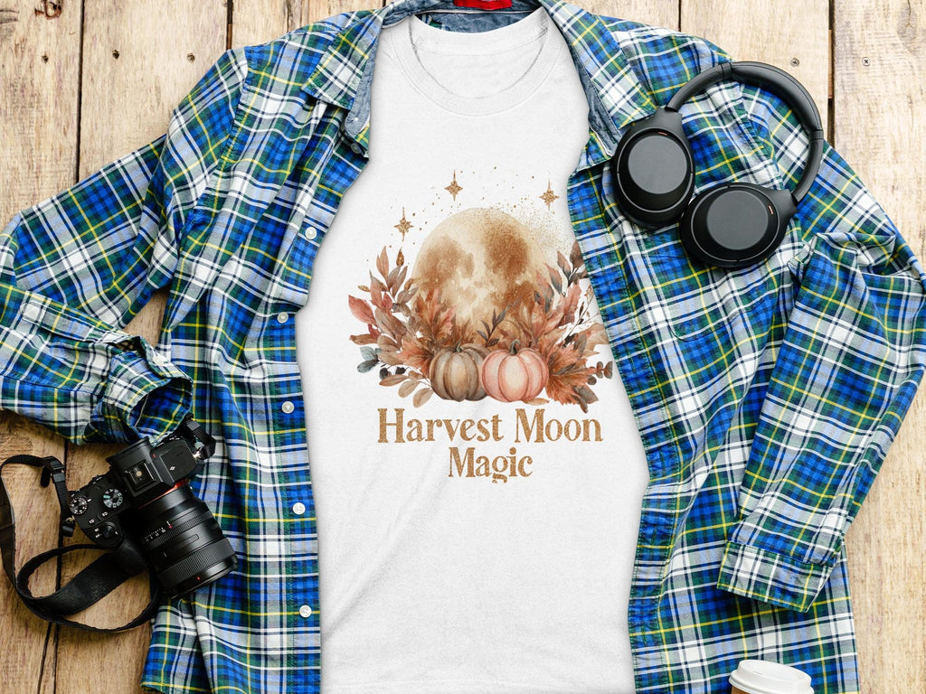 Harvest Moon Magic Shirt, Fall Moon T-Shirt, Pumpkin T-Shirt, Autumn Graphic Tee, Seasonal Shirt, Thanksgiving Shirt, Cozy Fall Tee