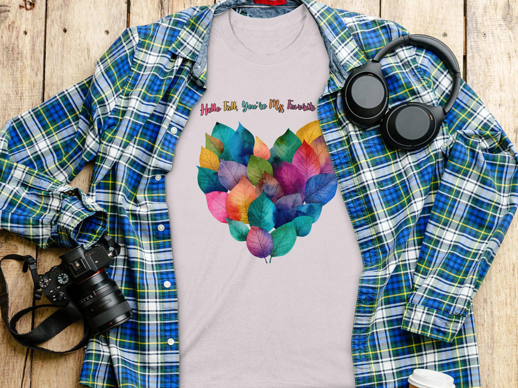 Hello Fall Shirt, You&#39;re My Favorite Leaf Print Tee, Autumn Graphic T-Shirt, Colorful Leaves Shirt, Fall Season Outfit