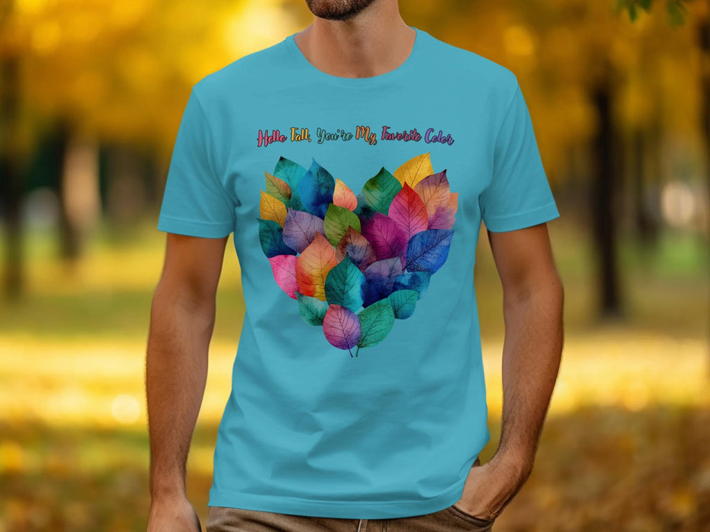 Fall leaves t-shirt, Autumn graphic shirt, Colorful leaf design, Seasonal fashion, Nature inspired tee shirt, Vibrant autumn wear