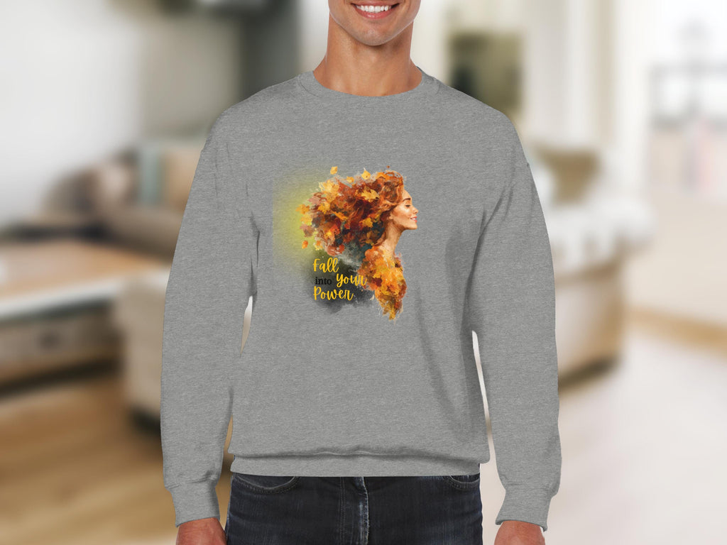 Fall into Your Power Sweatshirt, Inspirational Autumn Design Pullover, Cozy Fall Fashion Sweatshirt, Seasonal Women Sweatshirt
