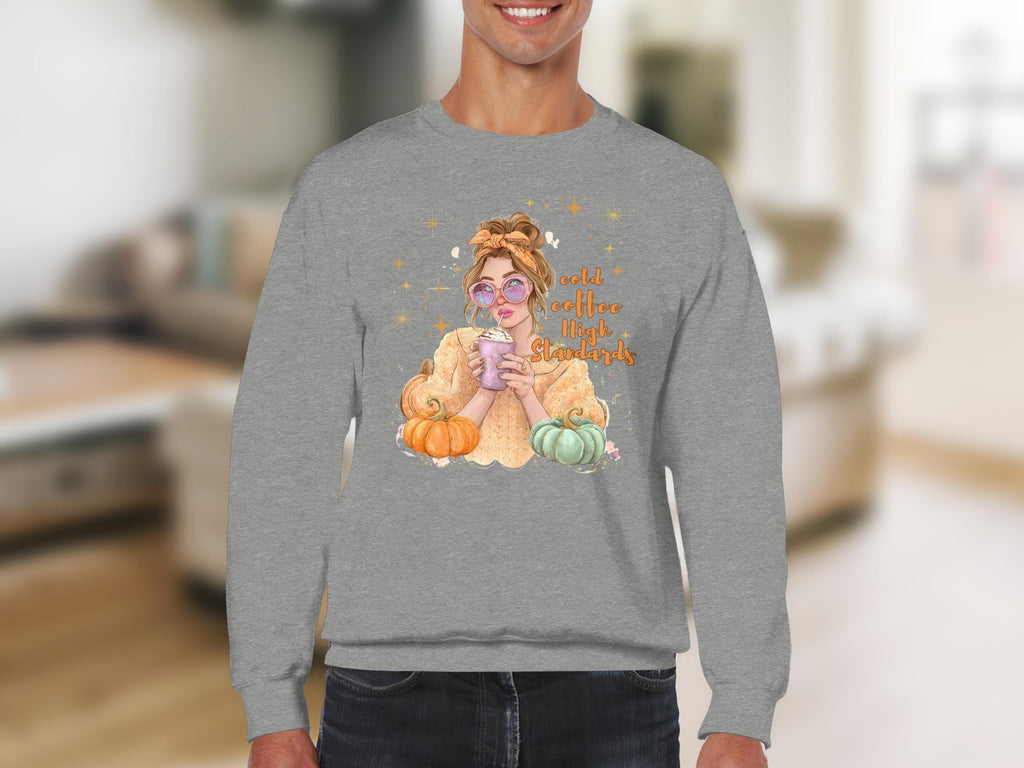 Fall coffee sweatshirt, autumn sweater, cozy pullover, graphic sweatshirt, pumpkin spice latte, casual fall top