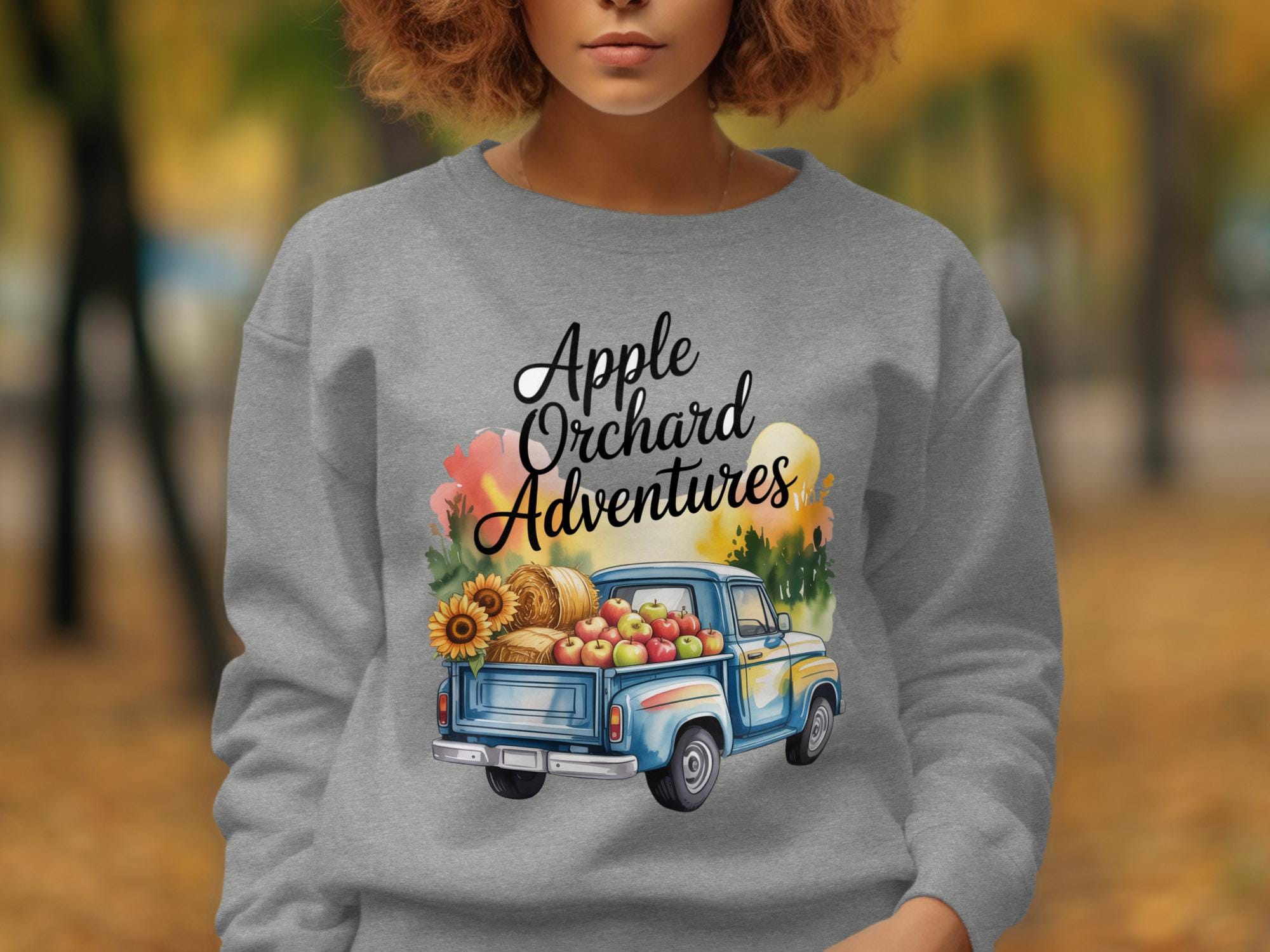 Apple Orchard Adventures Sweatshirt, Farm Fresh Autumn Hoodie, Vintage Truck Fall Season, Cozy Fall Fashion Wear, Harvest Themed