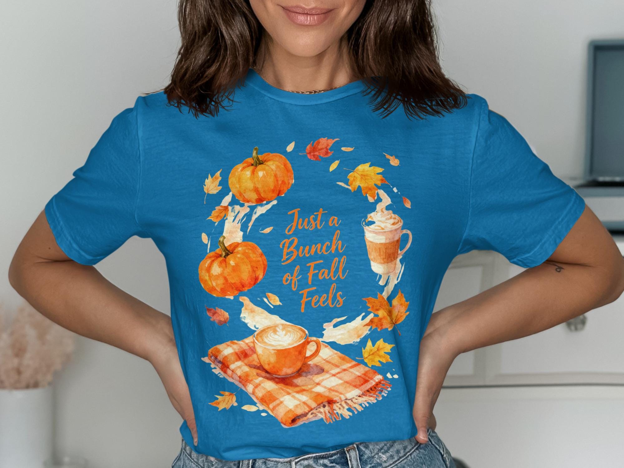 Fall Vibes T-Shirt, Autumn Graphic Tee, Just a Bunch of Fall Feels, Pumpkin Spice Shirt, Cute Fall Shirt, Seasonal T-Shirt, Cozy Tshirt