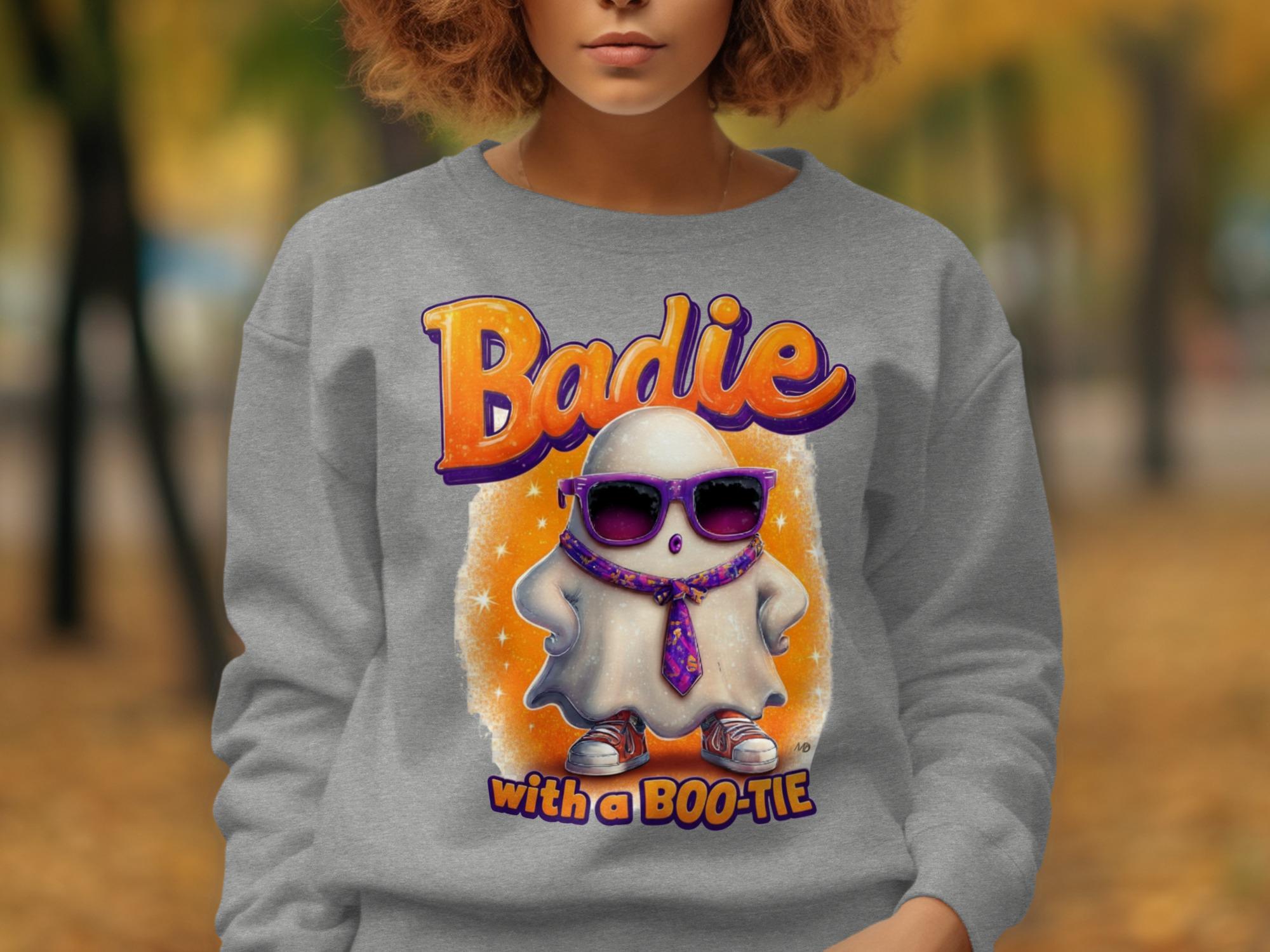 Badie with a Boo-Tie Shirt, Funny Halloween Ghost Sweatshirt, Cute Spooky Season Shirt, Trendy Fall Graphic Top, Cozy Ghost Clothing