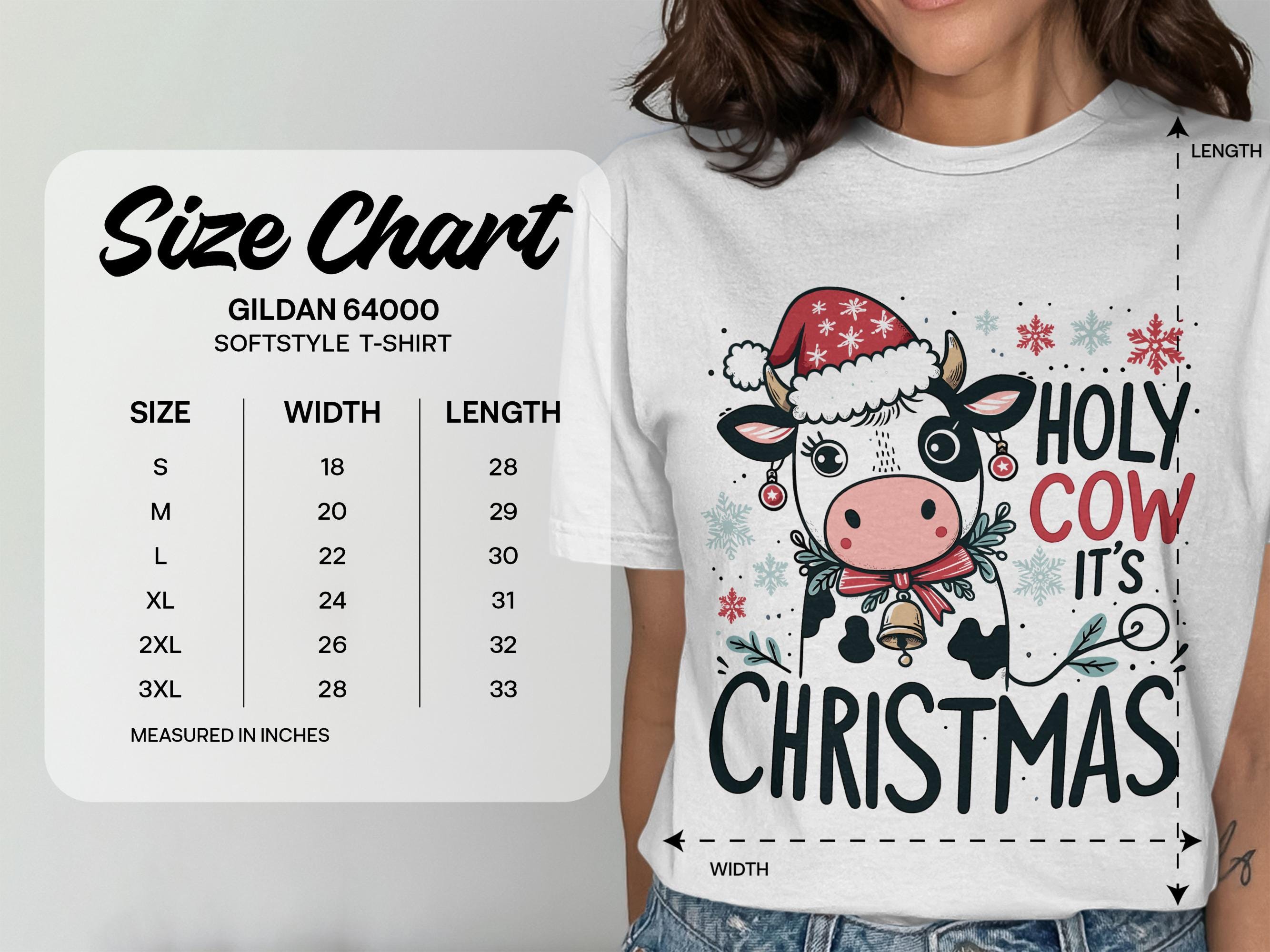Holy Cow It&#39;s Christmas T-Shirt, Funny Cow Christmas Shirt, Christmas Gift for Her, Holiday Cow Tee, Christmas Graphic Tee