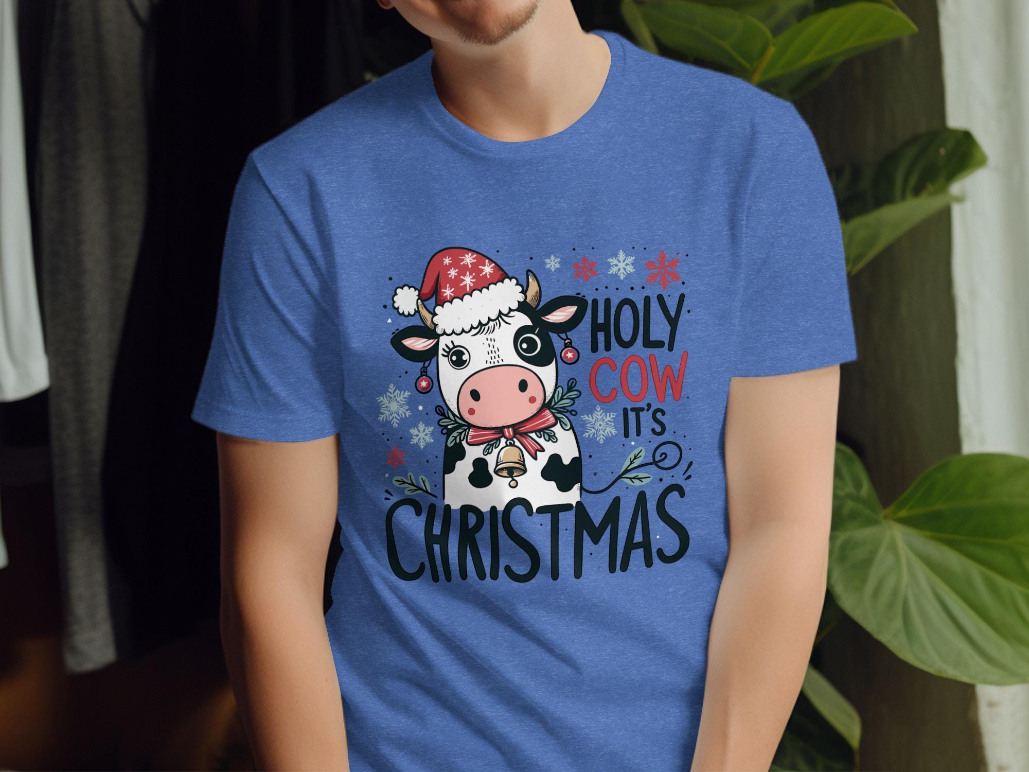 Holy Cow It&#39;s Christmas Shirt, Funny Christmas Cow T-Shirt, Cute Holiday Cow Design, Christmas Graphic Tee, Xmas Gift Idea, Unisex Tee
