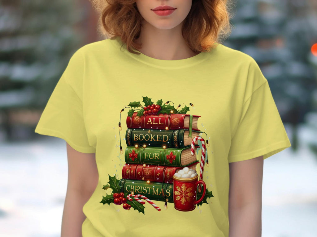 All Booked For Christmas Shirt, Book Lover Holiday Tee, Festive Reading T-Shirt, Christmas Books Coffee Cup, Cozy Winter Gift