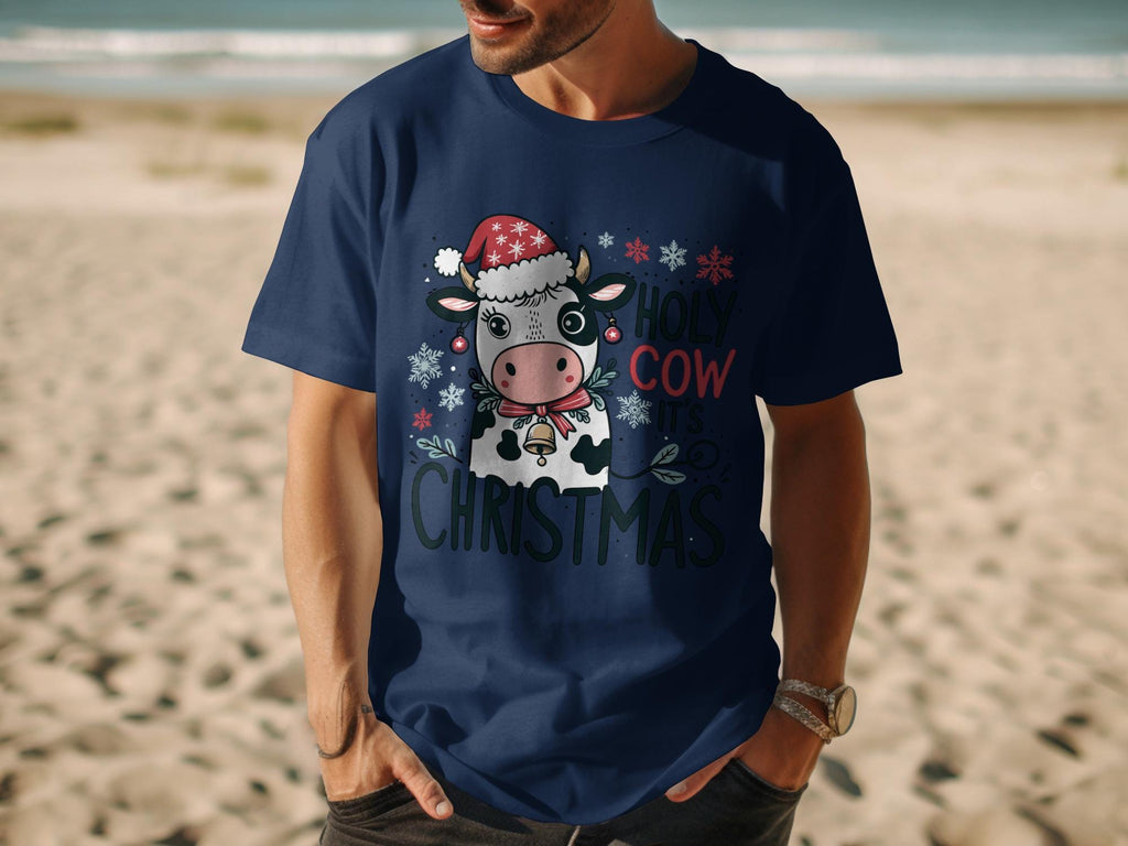 Cute Christmas Cow Shirt, Funny Holiday T-Shirt, Holy Cow It&#39;s Christmas Tee, Festive Graphic Tee, Christmas Gift Idea