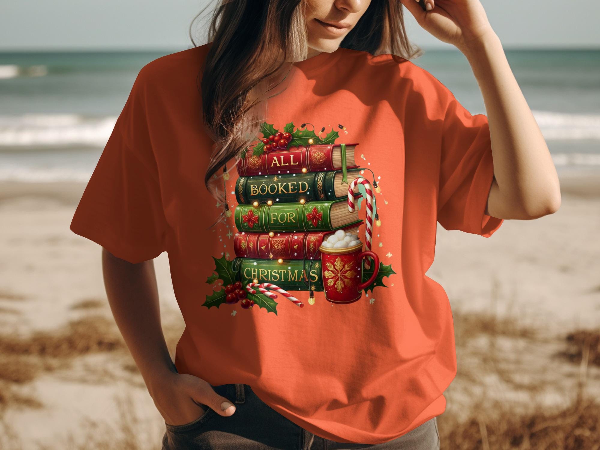 All Booked For Christmas Shirt, Christmas Book Lover Gift, Holiday Reading Tee, Festive Literary Apparel, Winter Books, Bookish T-Shirt