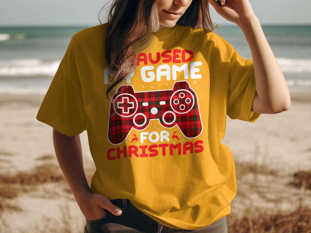 Paused My Game For Christmas Shirt, Gamer Christmas Gift, Funny Graphic Tee, Holiday Gaming Shirt, Christmas Video Game T-shirt