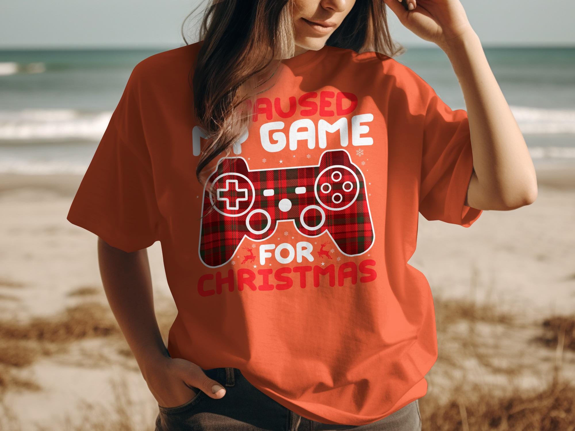 I Paused My Game For Christmas T-Shirt, Gamer Christmas Shirt, Funny Gamer Holiday Tee, Video Game Lover T-Shirt, Mens Womens Holiday Top