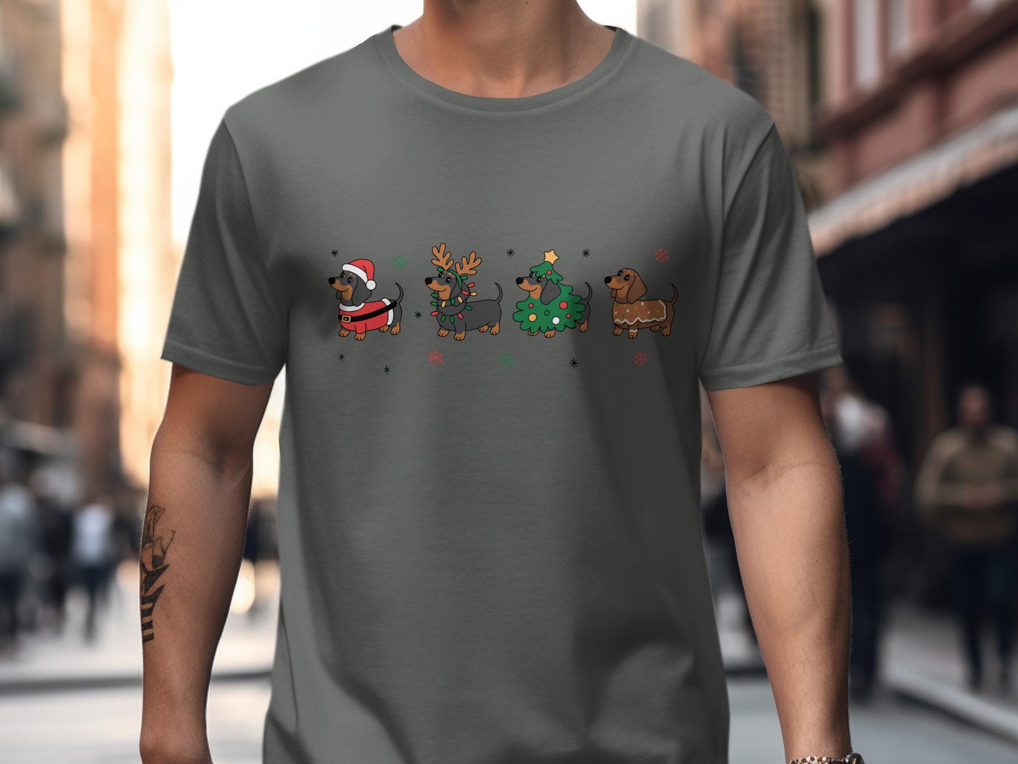 Christmas Dog Shirt, Funny Holiday Dog T-Shirt, Santa Reindeer Tree Dog Graphic Tee, Christmas Gift for Dog Lovers, Festive Shirt