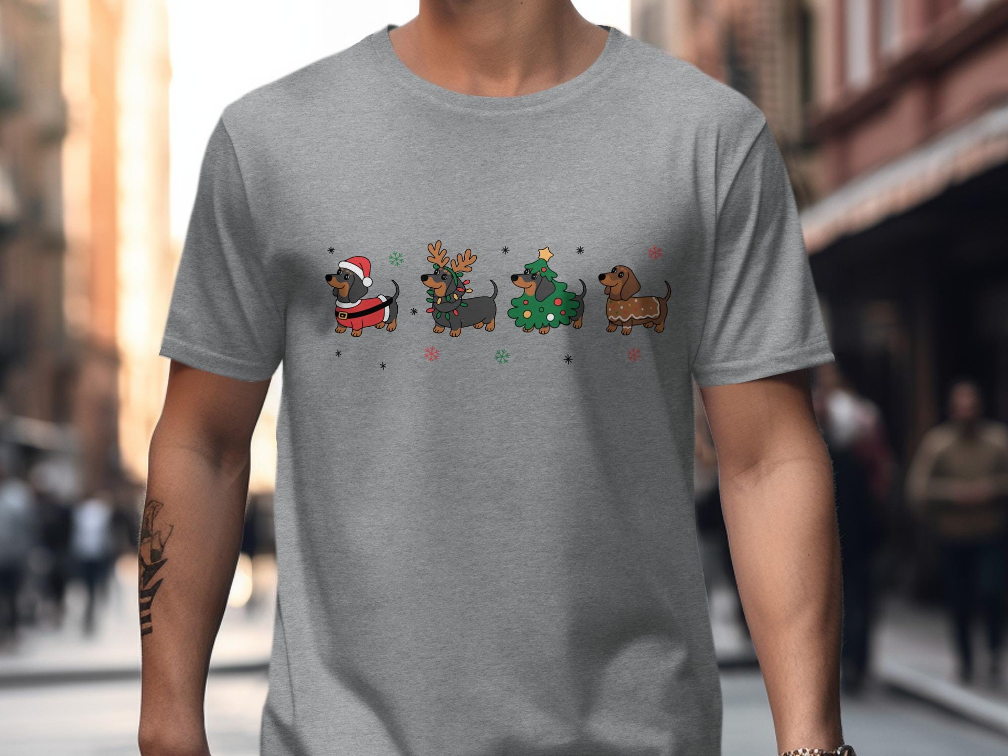 Cute Dachshund Christmas T-Shirt, Festive Holiday Dog Design Tee, Funny Sausage Dog Shirt, Xmas Gift for Dog Lovers