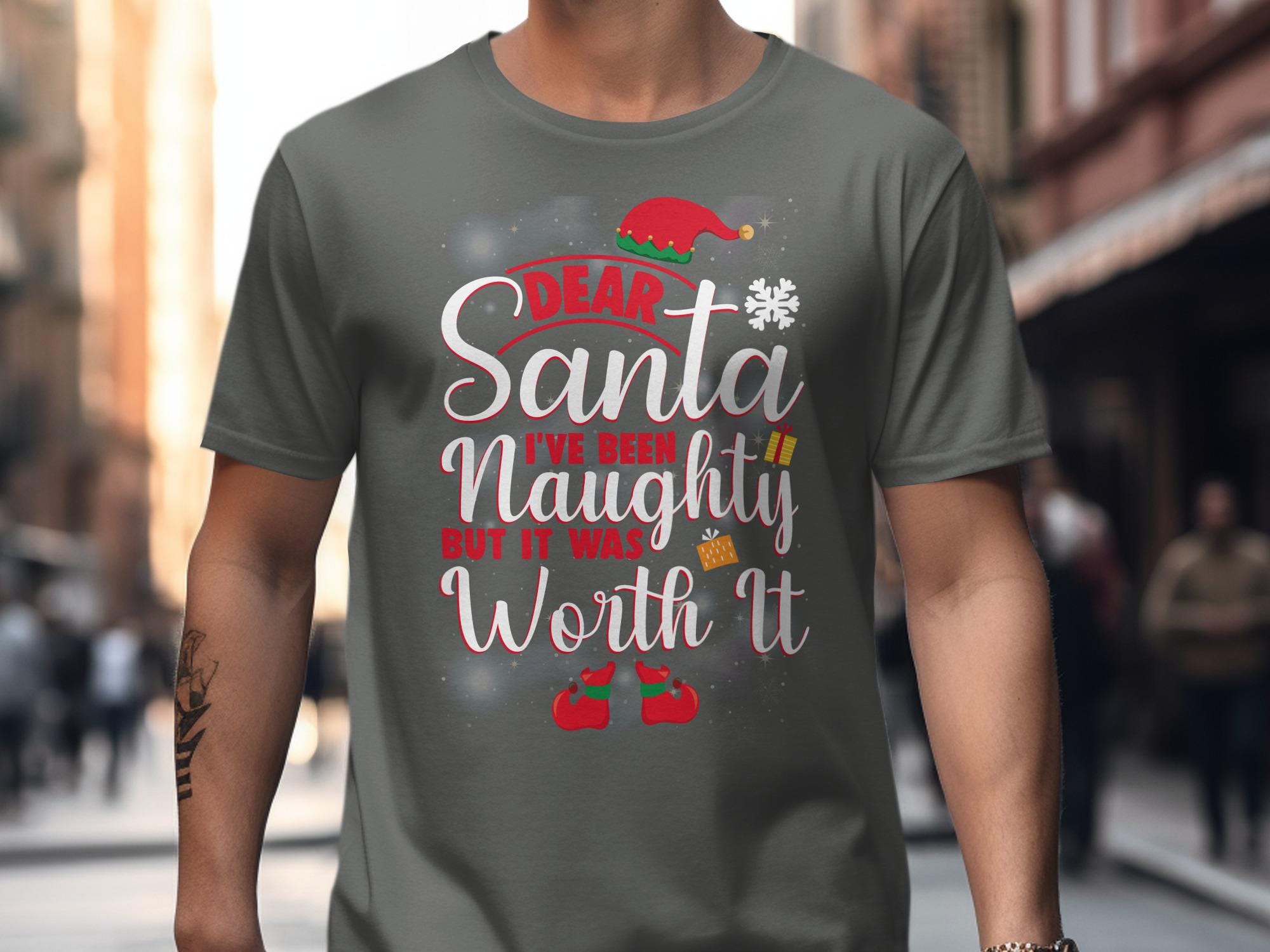 Dear Santa I&#39;ve Been Naughty But It Was Worth It Christmas Shirt, Funny Christmas T-Shirt, Holiday Party Tee, Santa Claus Graphic Top