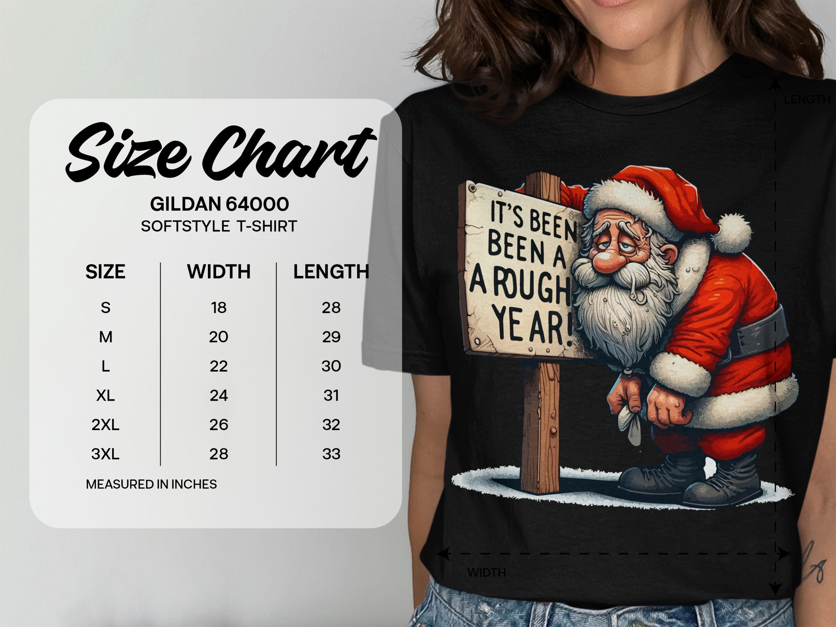 Funny Santa Christmas T Shirt, Holiday Santa Claus Graphic Tee, It&#39;s Been a Rough Year Santa Shirt, Xmas Gift for Her