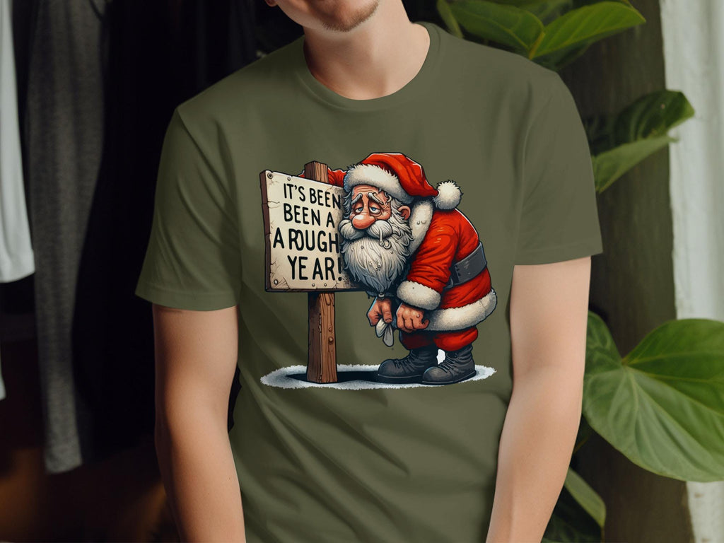 Funny Santa T-Shirt, Christmas Graphic Tee, Holiday Humor Shirt, It&#39;s Been a Rough Year, Santa Claus Shirt, Christmas Gift Idea