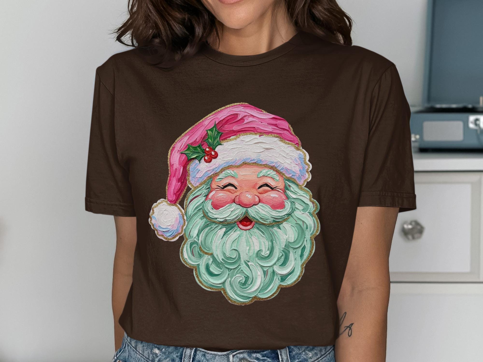 Vintage Santa Claus Graphic Tee, Christmas Holiday T-Shirt, Retro Santa Face Shirt, Holiday Party Outfit, Christmas Gift Idea
