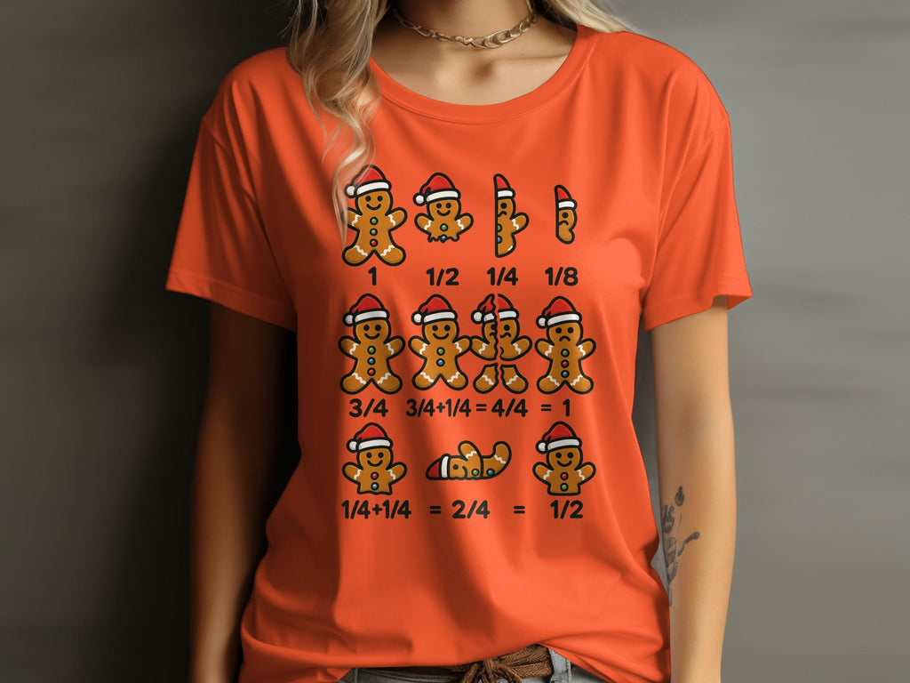 Funny Gingerbread Fraction Shirt, Cute Christmas Math Tee, Holiday Teacher Gift, Educational Xmas Humor Top, Festive Baking Graphic