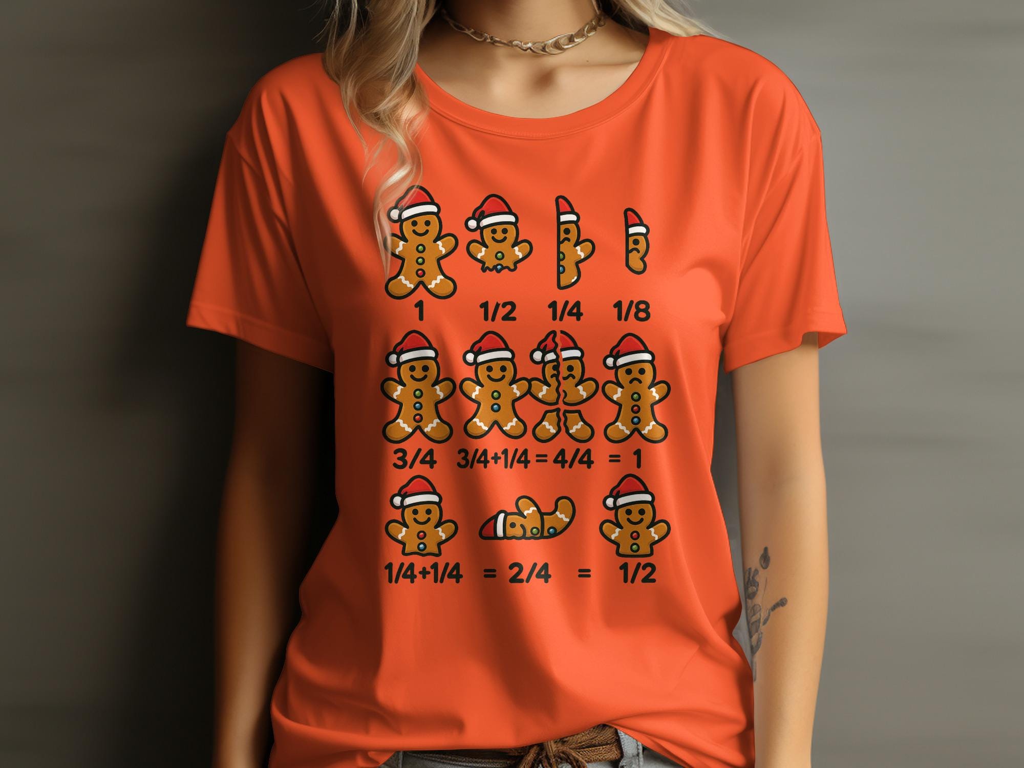 Funny Gingerbread Fraction Shirt, Cute Christmas Math Tee, Holiday Teacher Gift, Educational Xmas Humor Top, Festive Baking Graphic