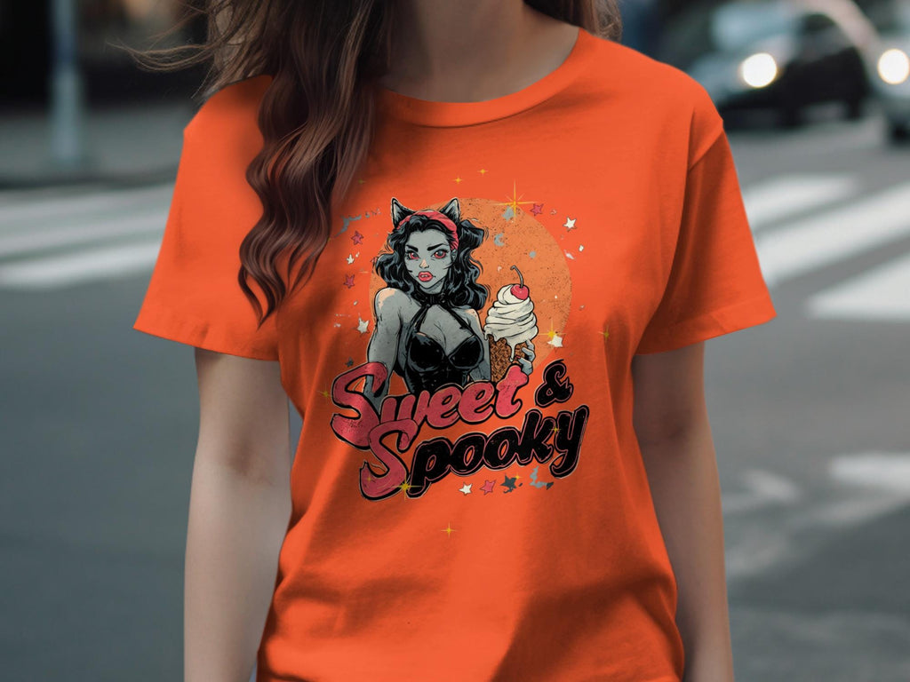 Sweet and Spooky Halloween Tee, Cute Cat Costume T-Shirt, Halloween Outfit for Women, Festive Fall Graphic Tee