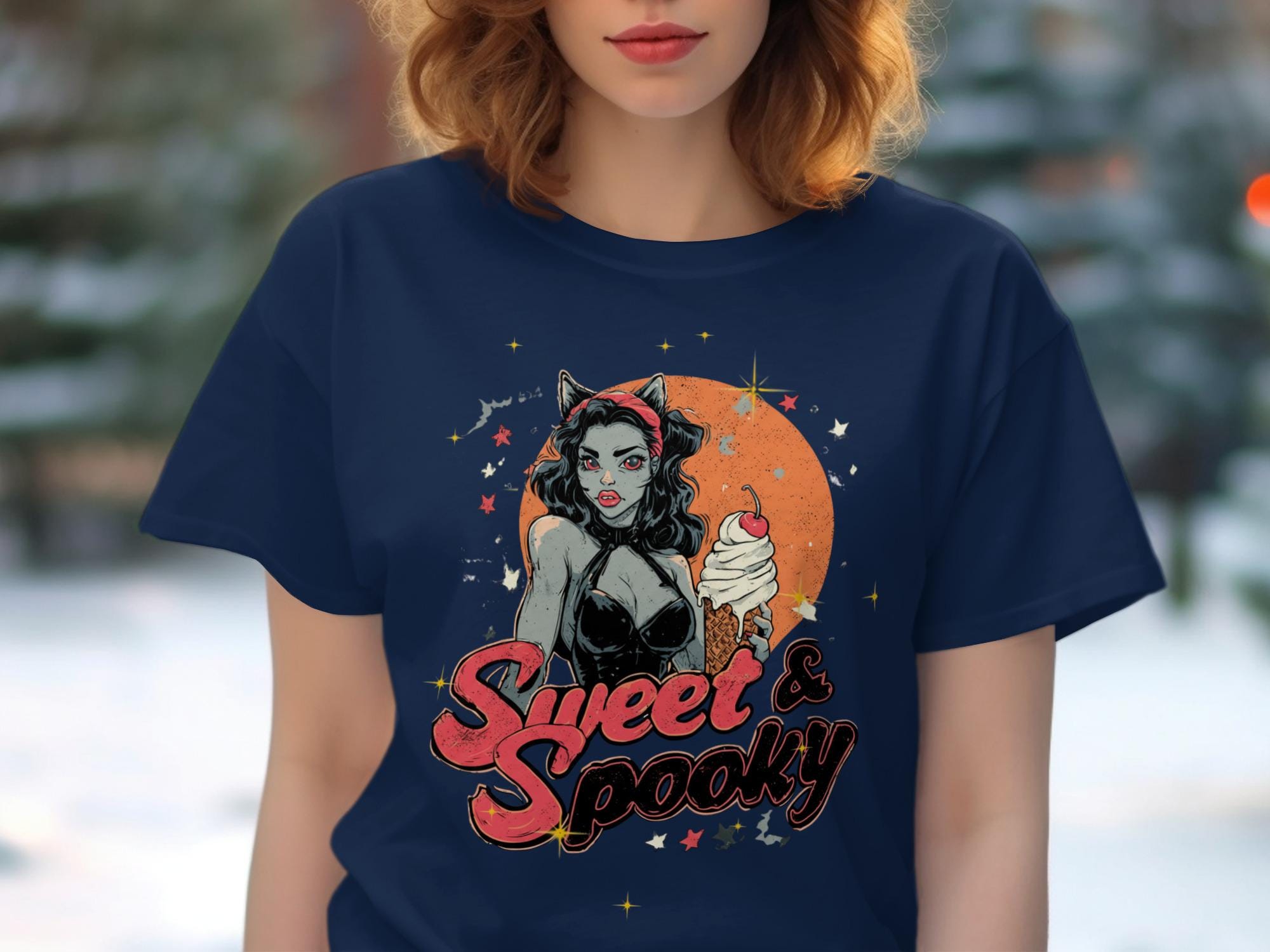 Sweet and Spooky T-Shirt, Halloween Graphic Tee, Vintage Style Shirt, Women&#39;s Halloween Top, Cute Halloween Apparel