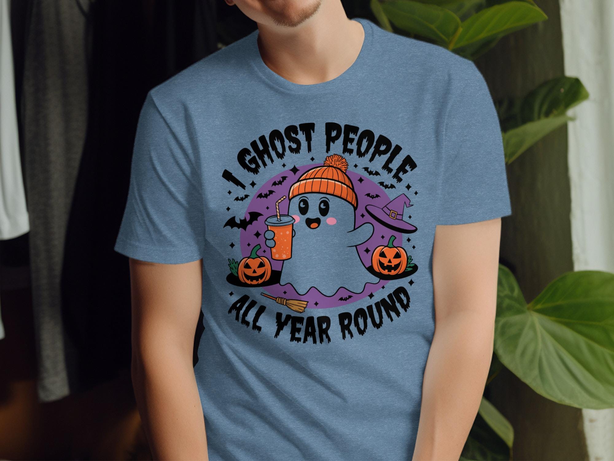 I Ghost People All Year Round T-Shirt, Funny Ghost Halloween Shirt, Spooky Season Tee, Halloween Graphic Tee, Cute Halloween Shirt
