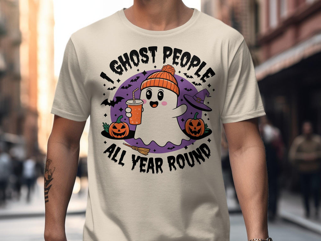 Funny Ghost Halloween Shirt, Cute Spooky Season Tee, Ghost People All Year Round, Halloween Graphic Tee, Fall Theme Shirt